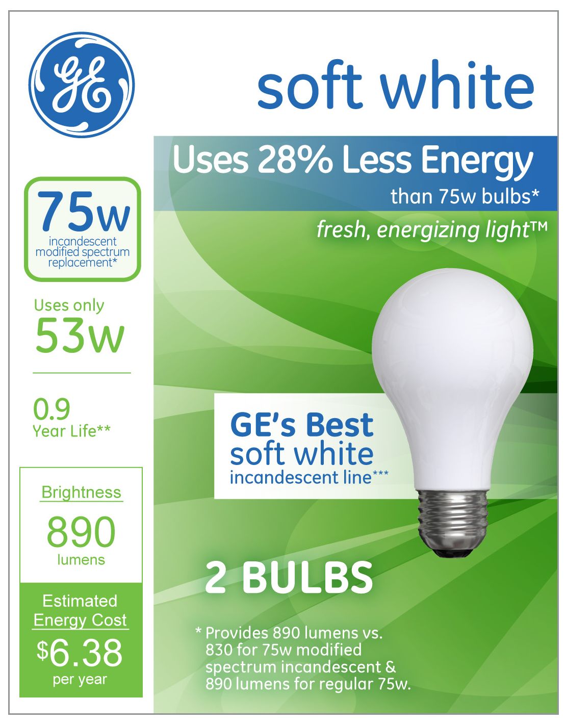 GE 53 Watt 2-Pack Soft White Halogen Light Bulbs