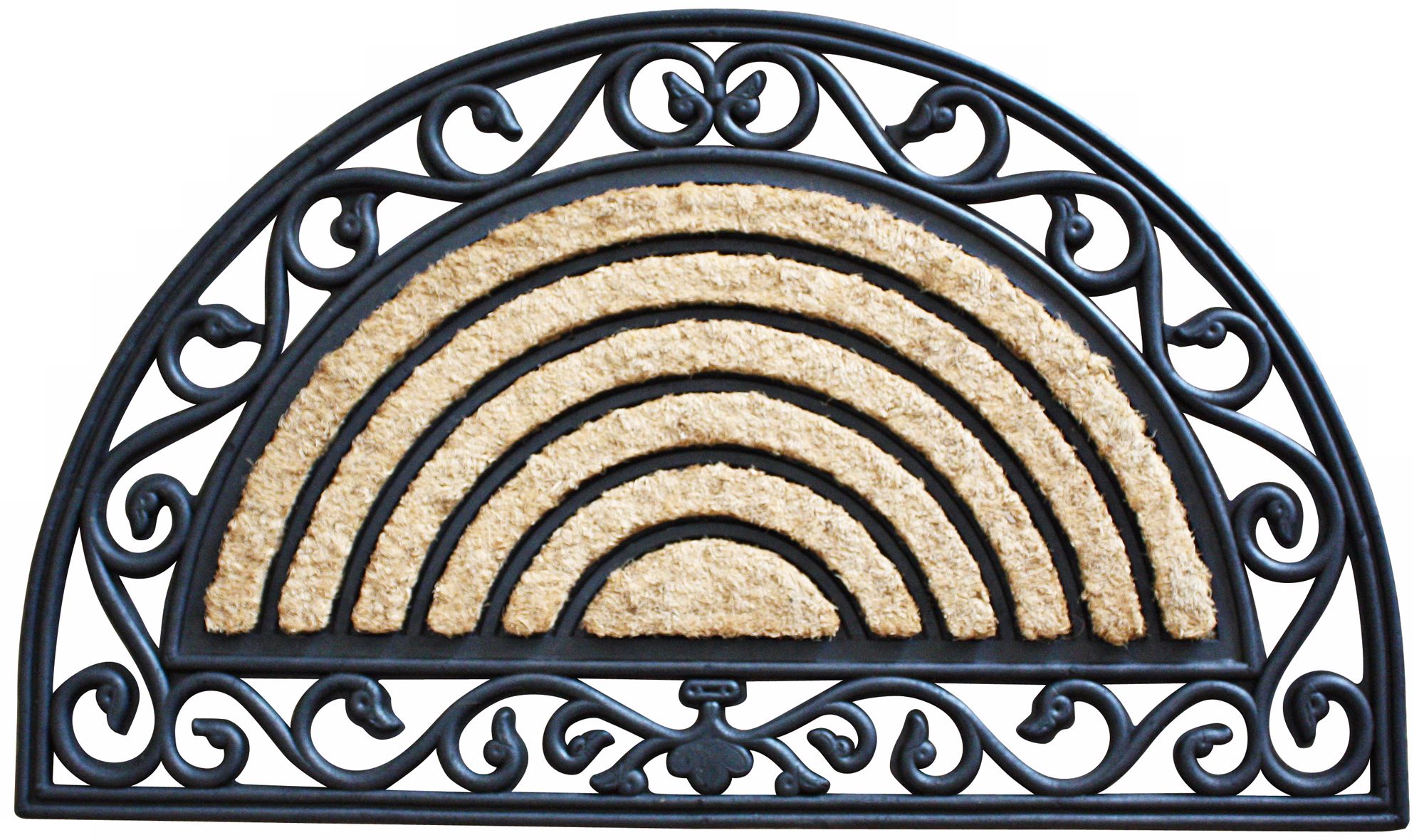 Tuffridge Half Round Wrought Iron Rubber and Coir Doormat