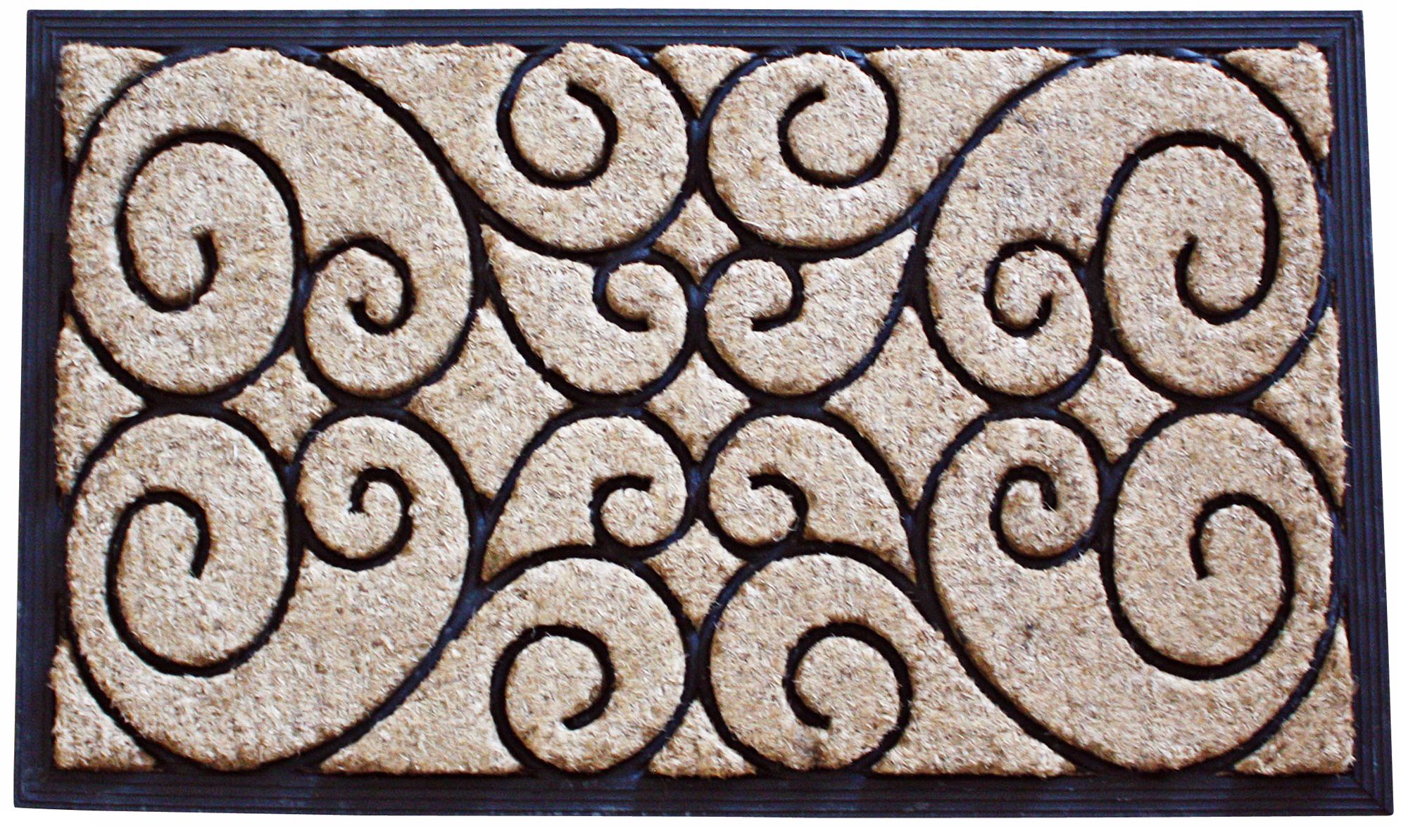 Tuffridge Rectangle Wrought Iron Rubber and Coir Doormat