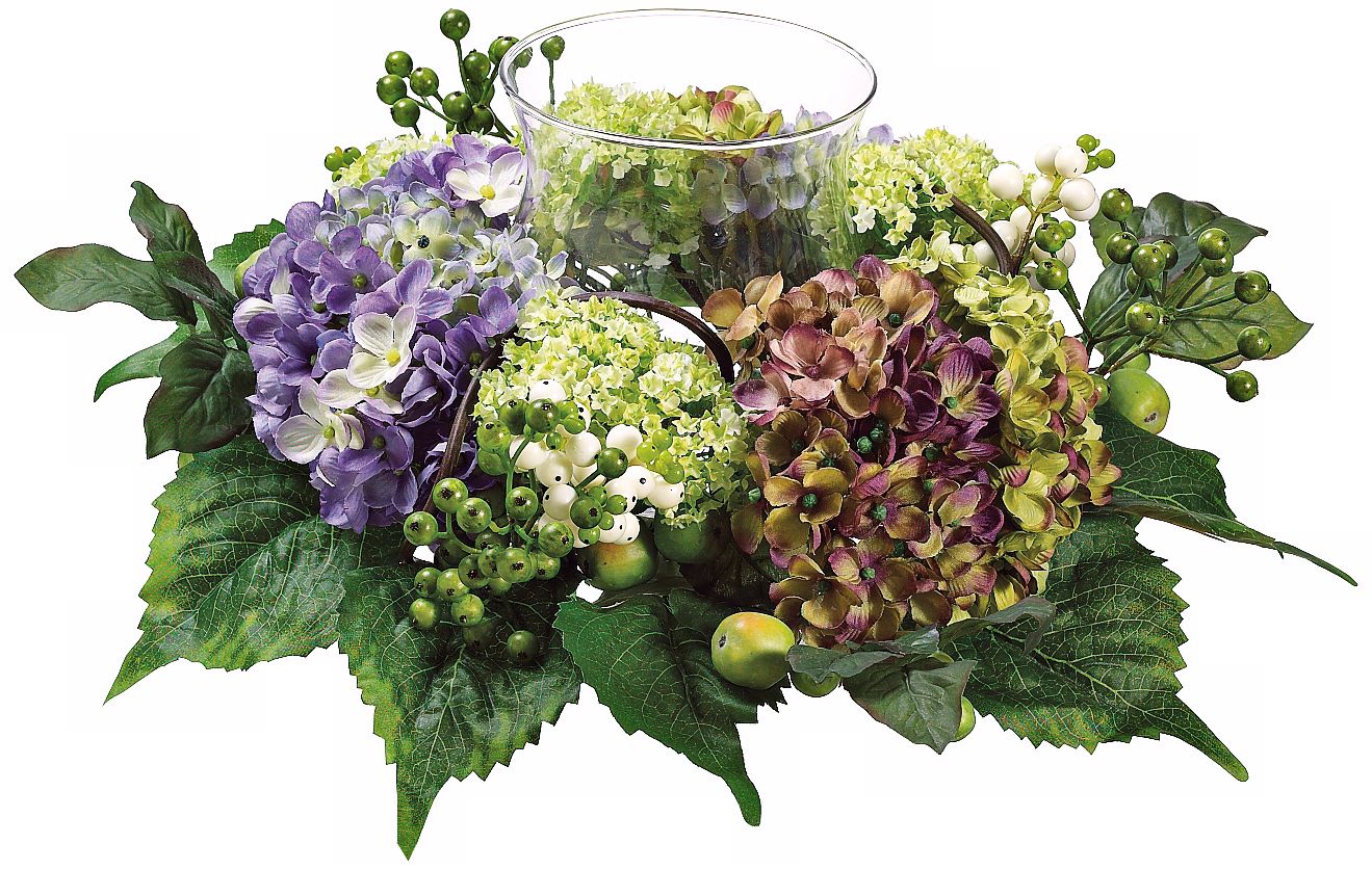 Hydrangea and Snowbell Faux Silk Flower Centerpiece