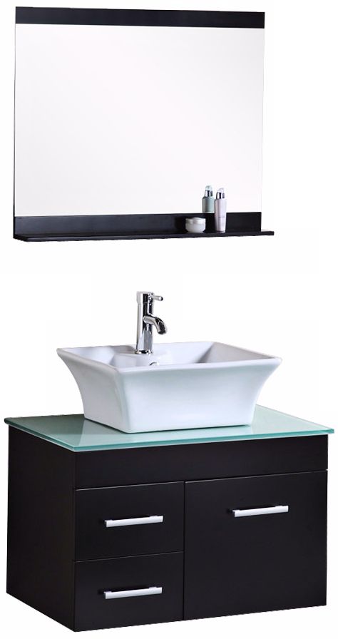 Madrid Espresso 30" Wide Wall-Mount Vanity Set
