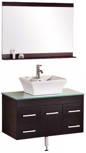 Madrid Espresso 36" Wide Wall-Mount Vanity Set