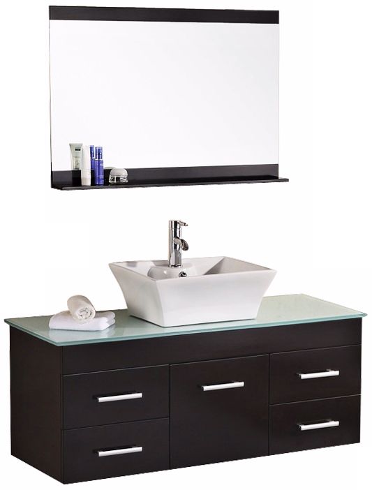 Madrid Espresso 48" Wide Wall-Mount Vanity Set