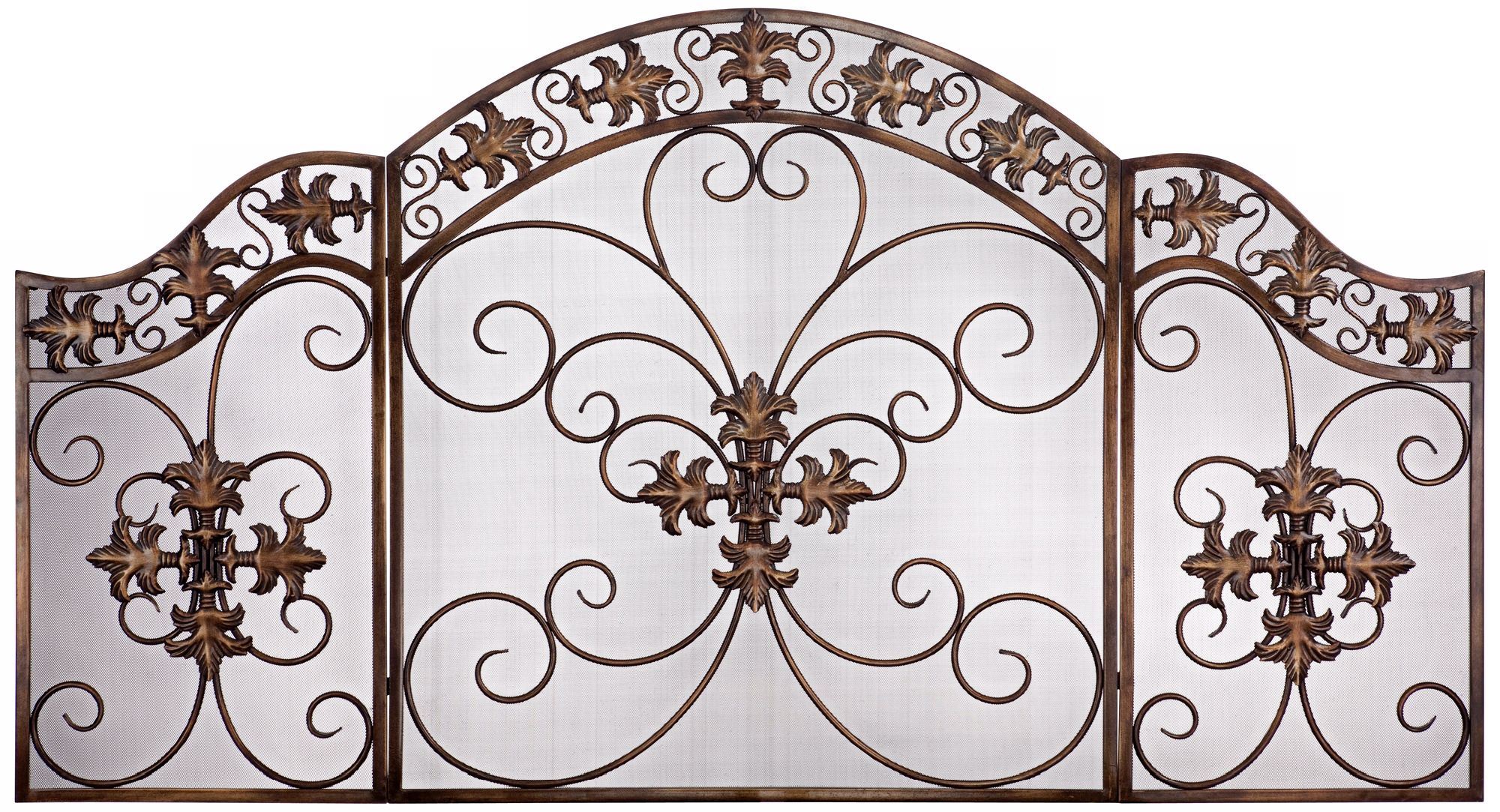 Double Fleur de Lis Folding Fireplace Screen