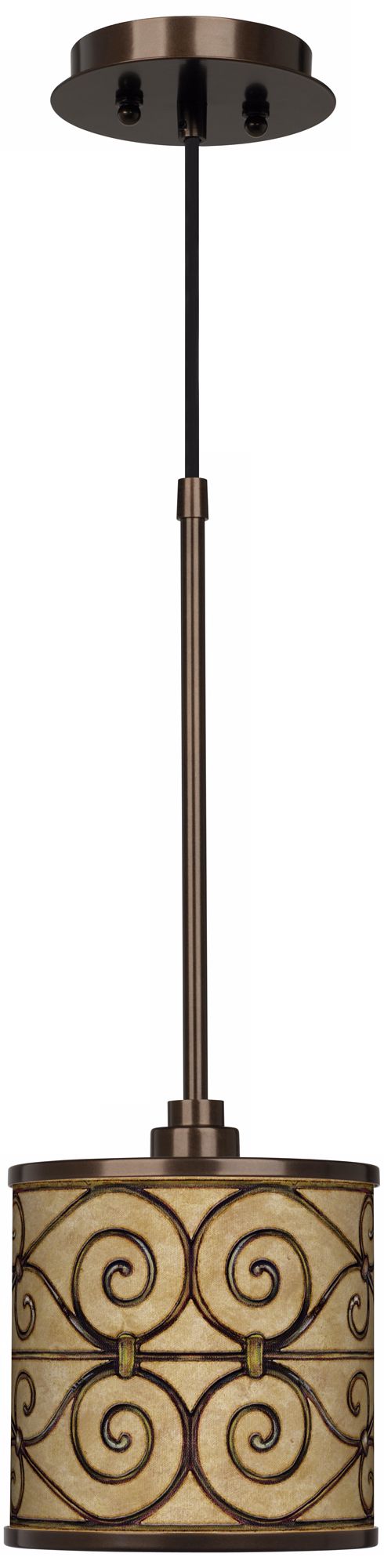 Trellis Hearts Giclee Glow Bronze Mini Pendant Light