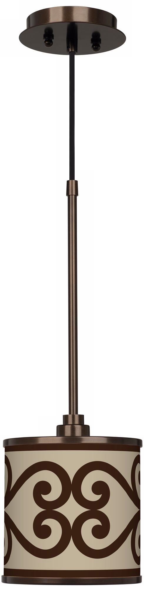 Cambria Scroll Giclee Glow Bronze Mini Pendant Light