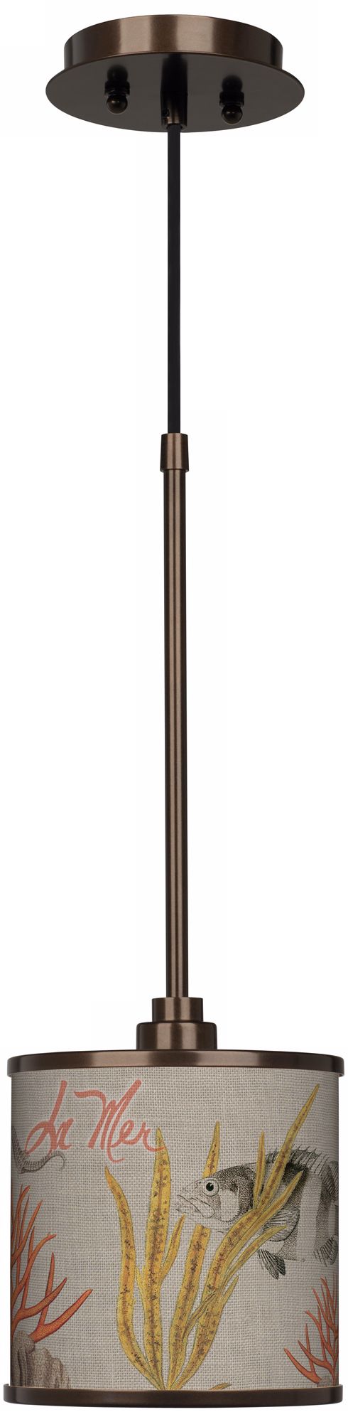 La Mer Coral Giclee Glow Bronze Mini Pendant Light