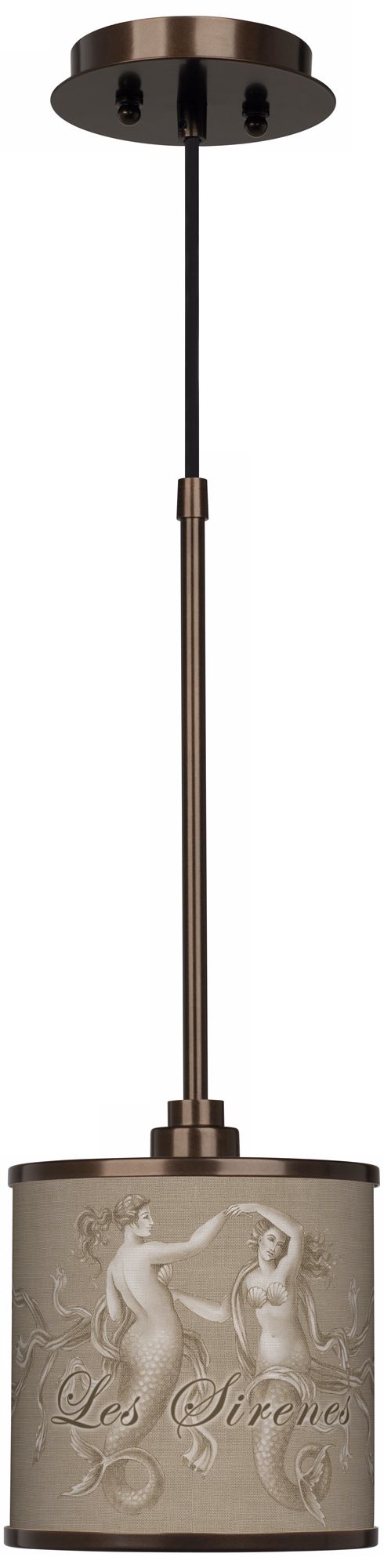 Les Sirenes Natural Giclee Glow Bronze Mini Pendant Light