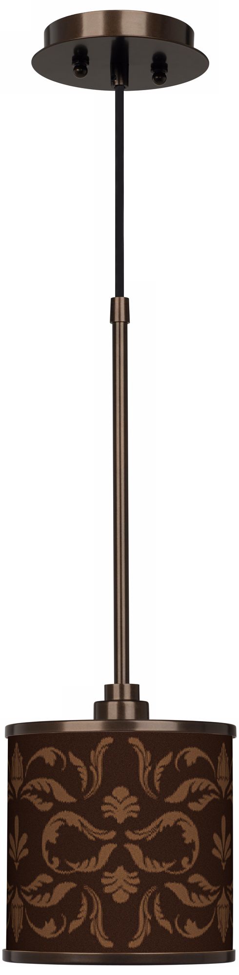 Mocha Flourish Giclee Glow Bronze Mini Pendant Light