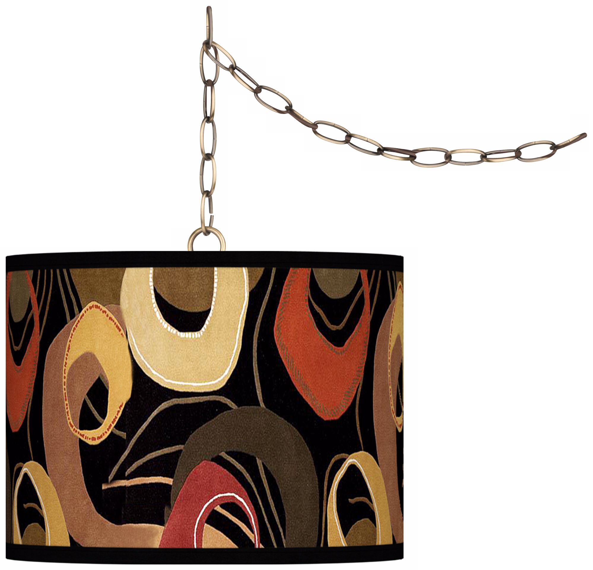 Rhythm Motif Giclee Glow 13 1/2" Brass Swag Pendant