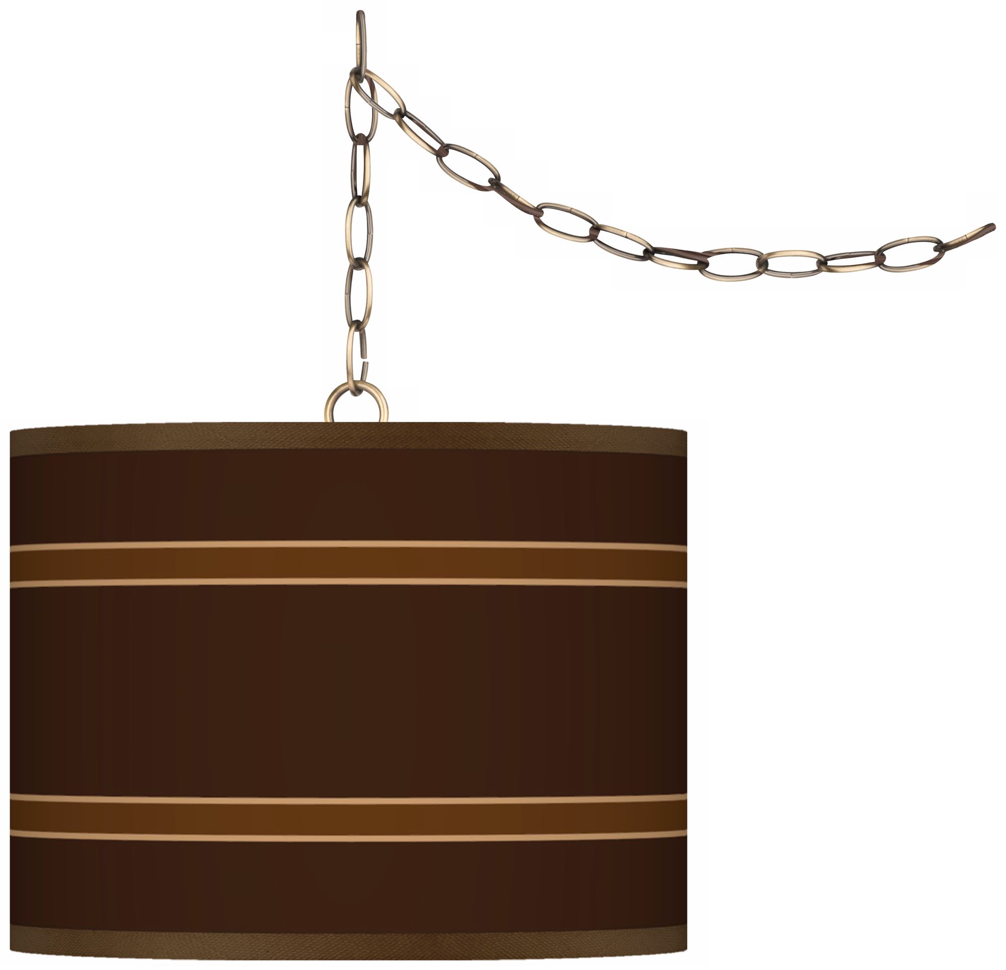 Saratoga Stripe Giclee Glow 13 1/2" Brass Swag Pendant