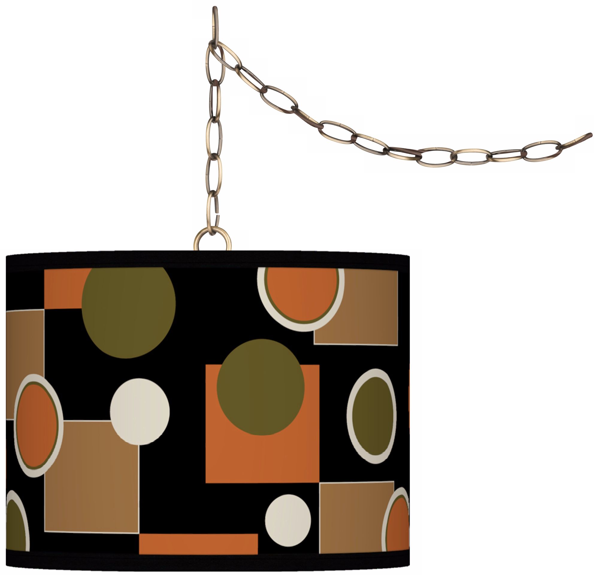 Retro Medley Giclee Glow 13 1/2" Brass Swag Pendant