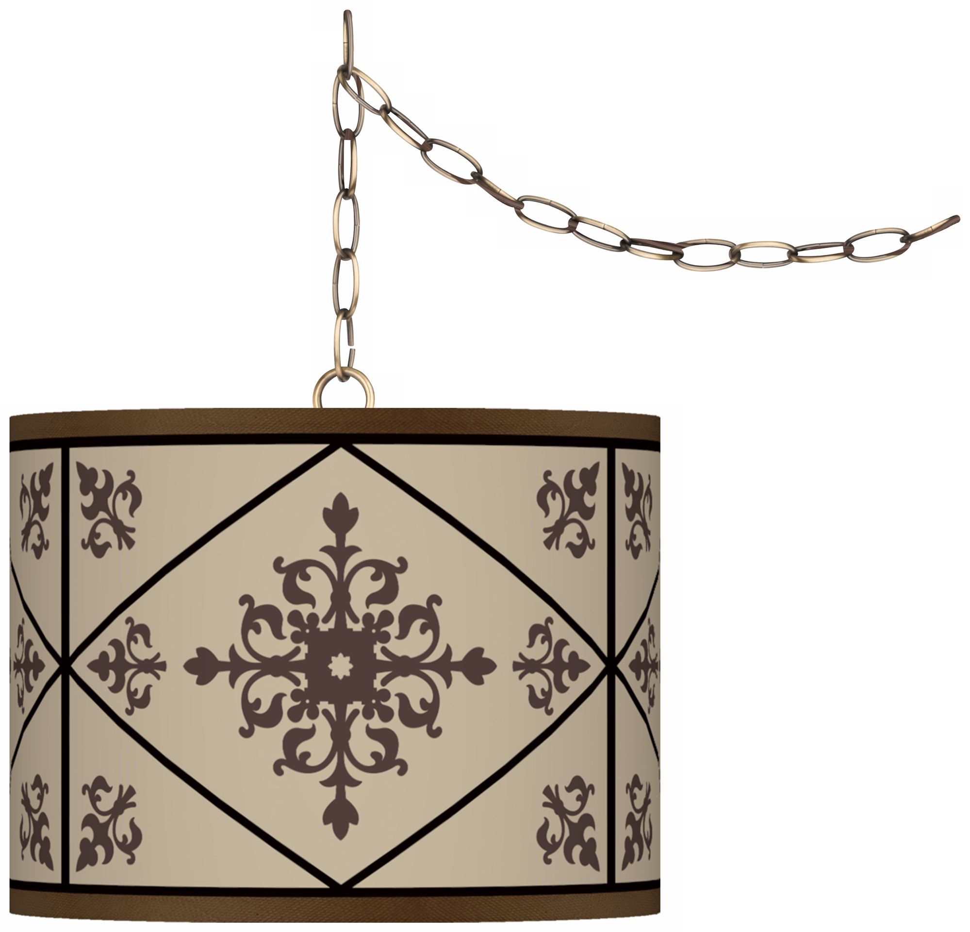 Chambly Giclee Glow 13 1/2" Antique Brass Swag Pendant