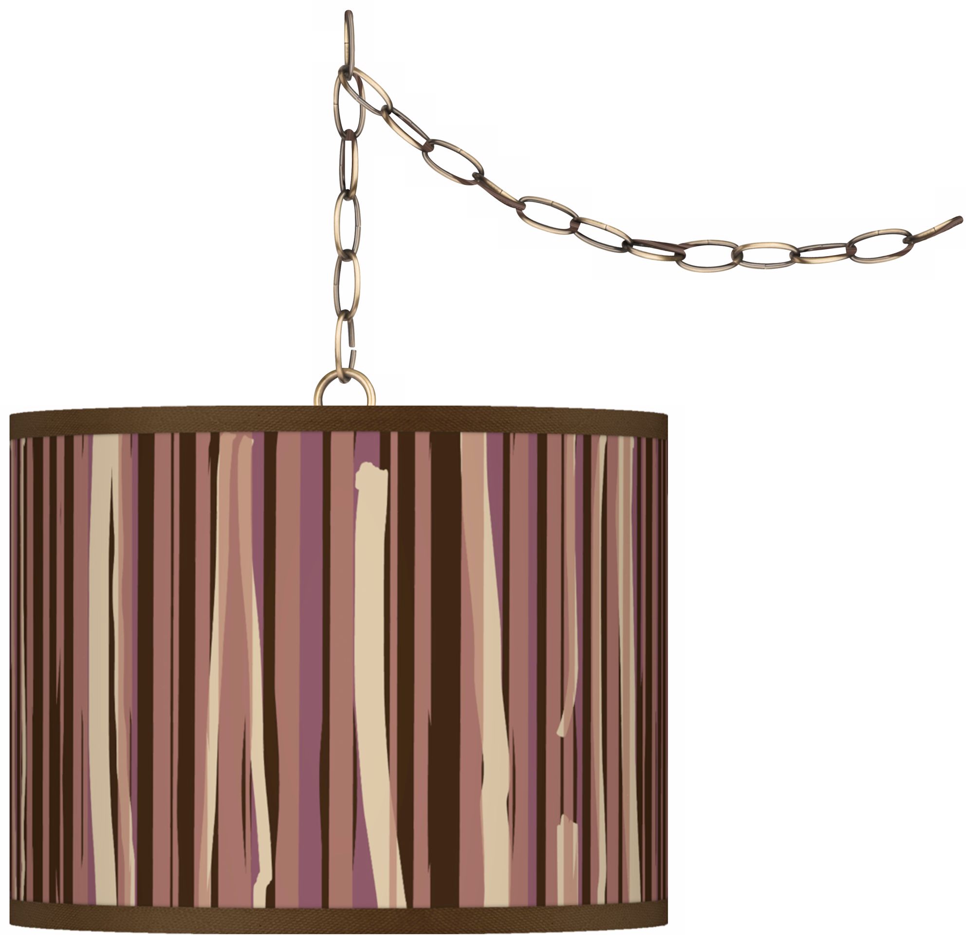 Kalahari Lines Giclee Glow 13 1/2" Brass Swag Pendant