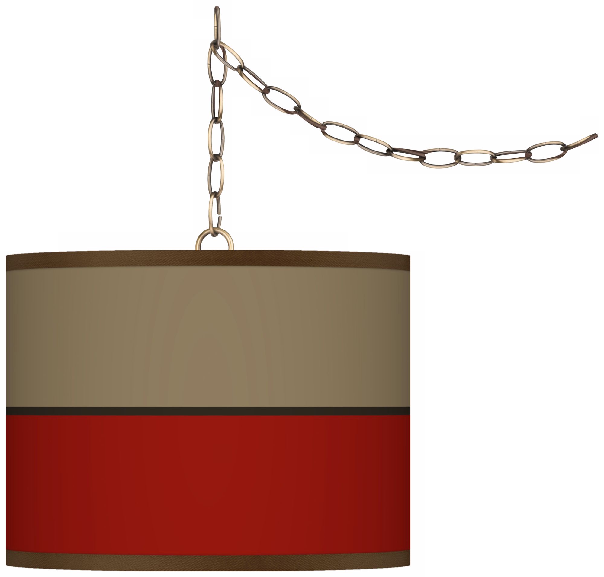 Empire Red Giclee Glow 13 1/2" Antique Brass Swag Pendant