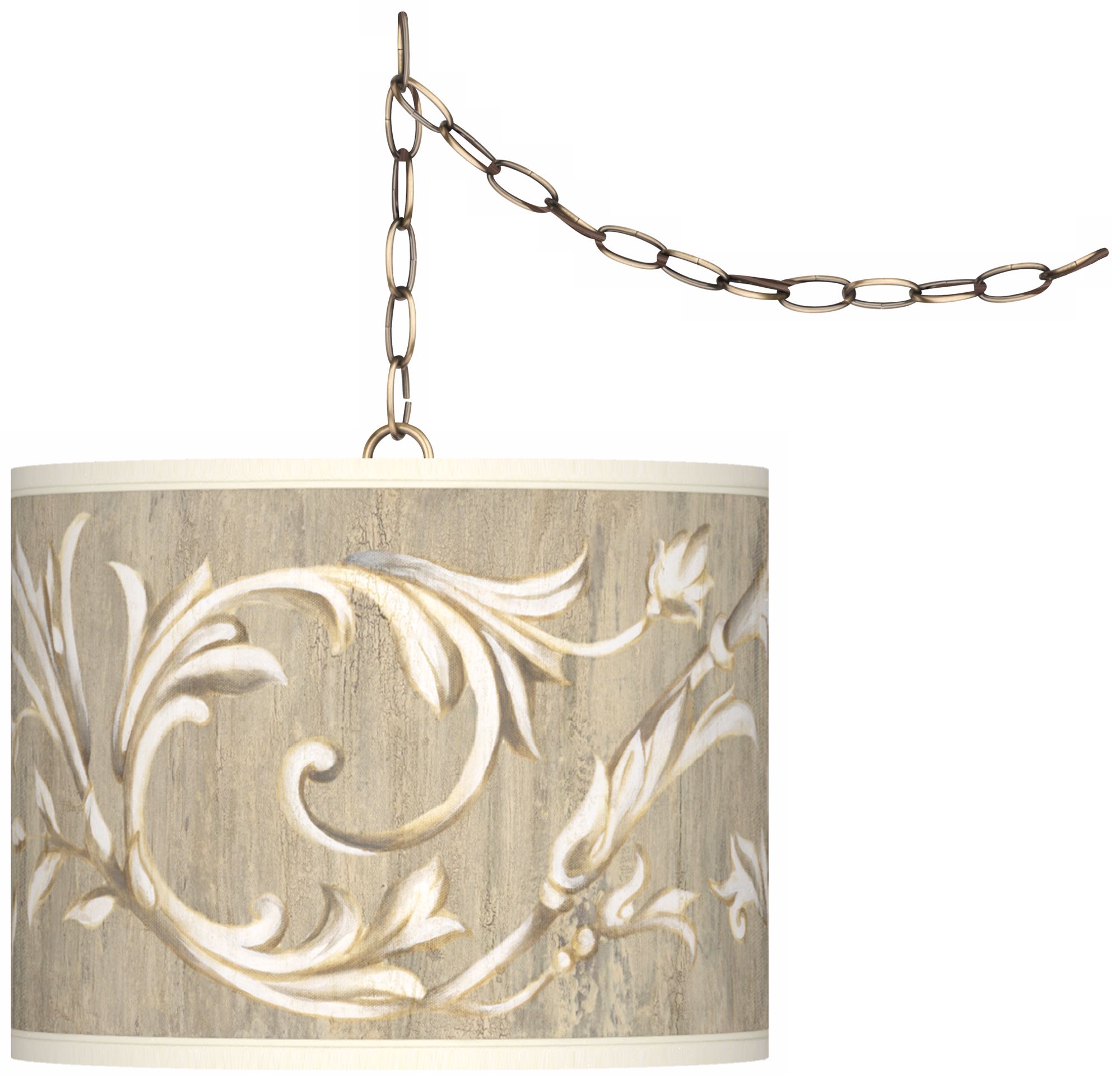 Laural Court Giclee Glow 13 1/2" Brass Swag Pendant