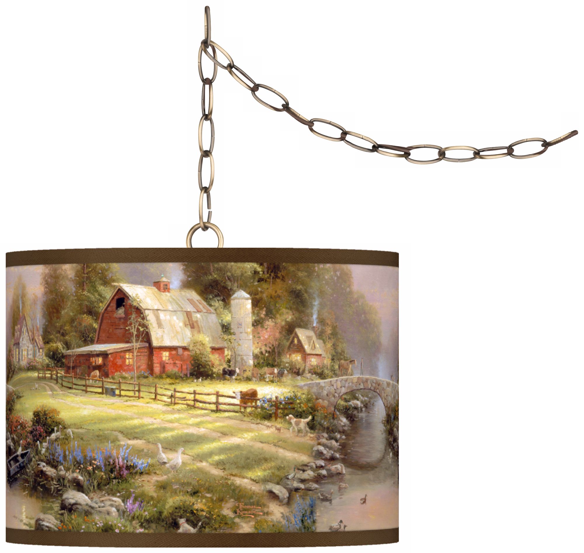 Thomas Kinkade Sunset at Riverbend Farm 13 1/2" Brass Swag