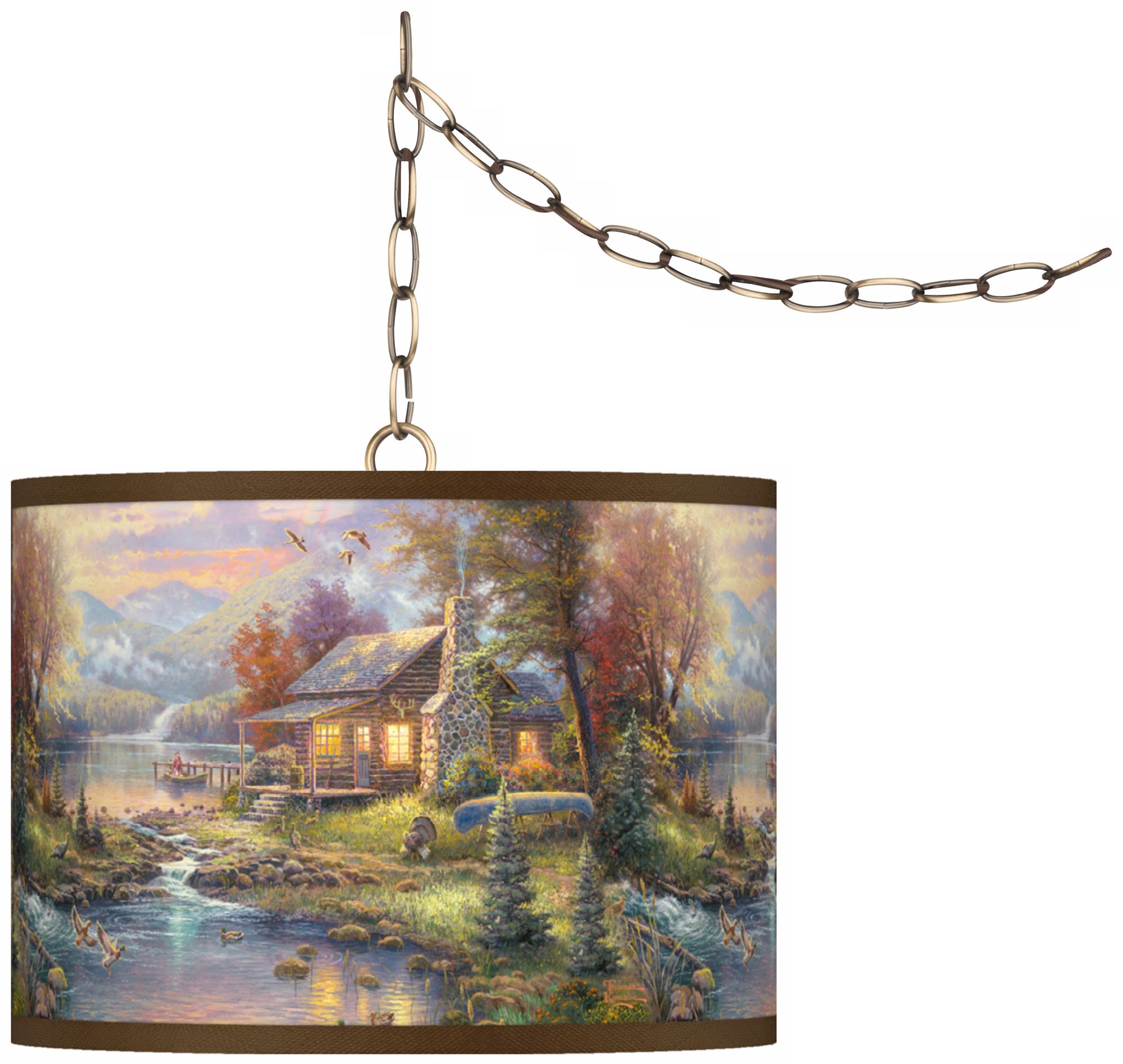 Thomas Kinkade Nature’s Paradise 13 1/2" Brass Swag Lamp