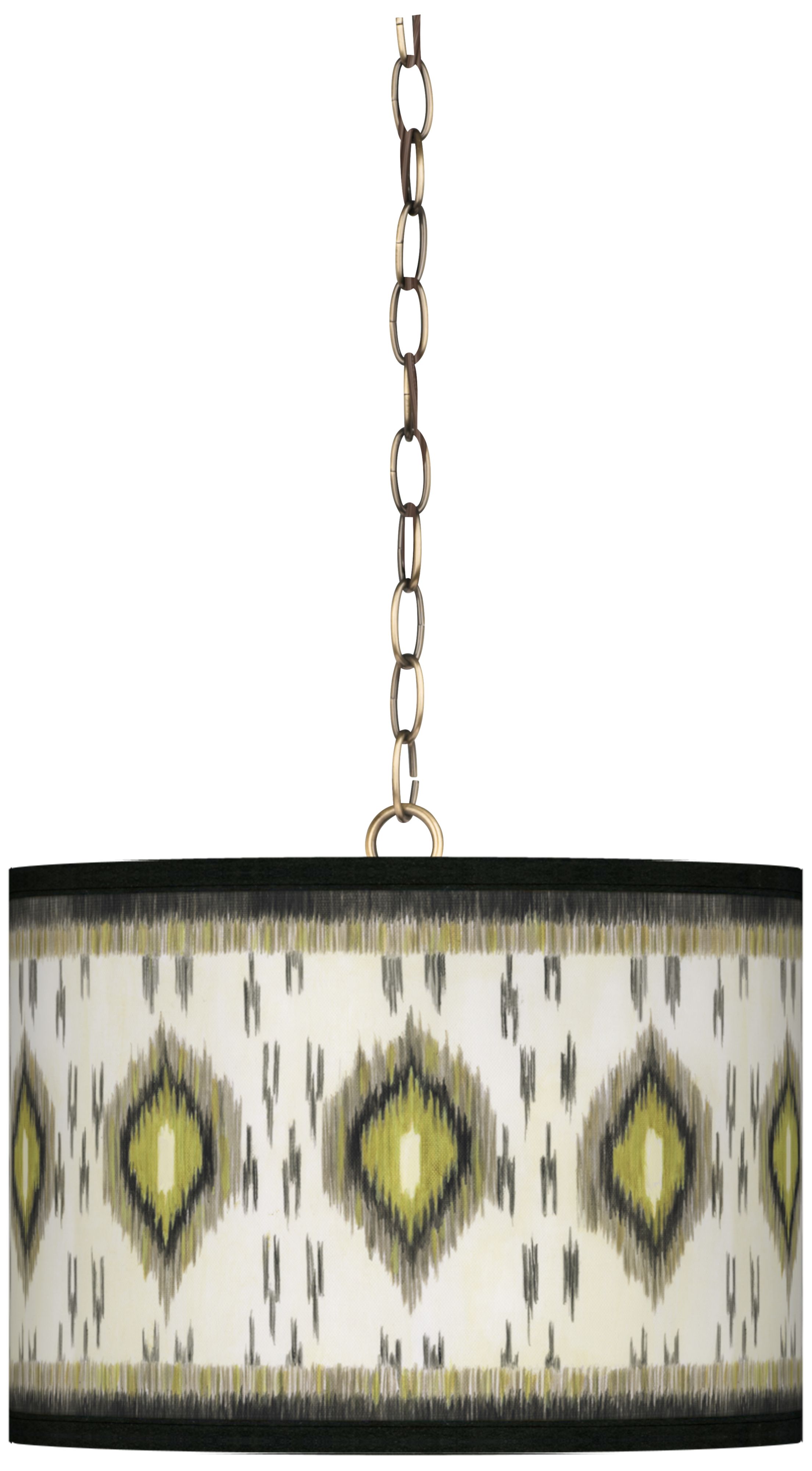 Desert Ikat Giclee Glow 13 1/2" Brass Swag Pendant