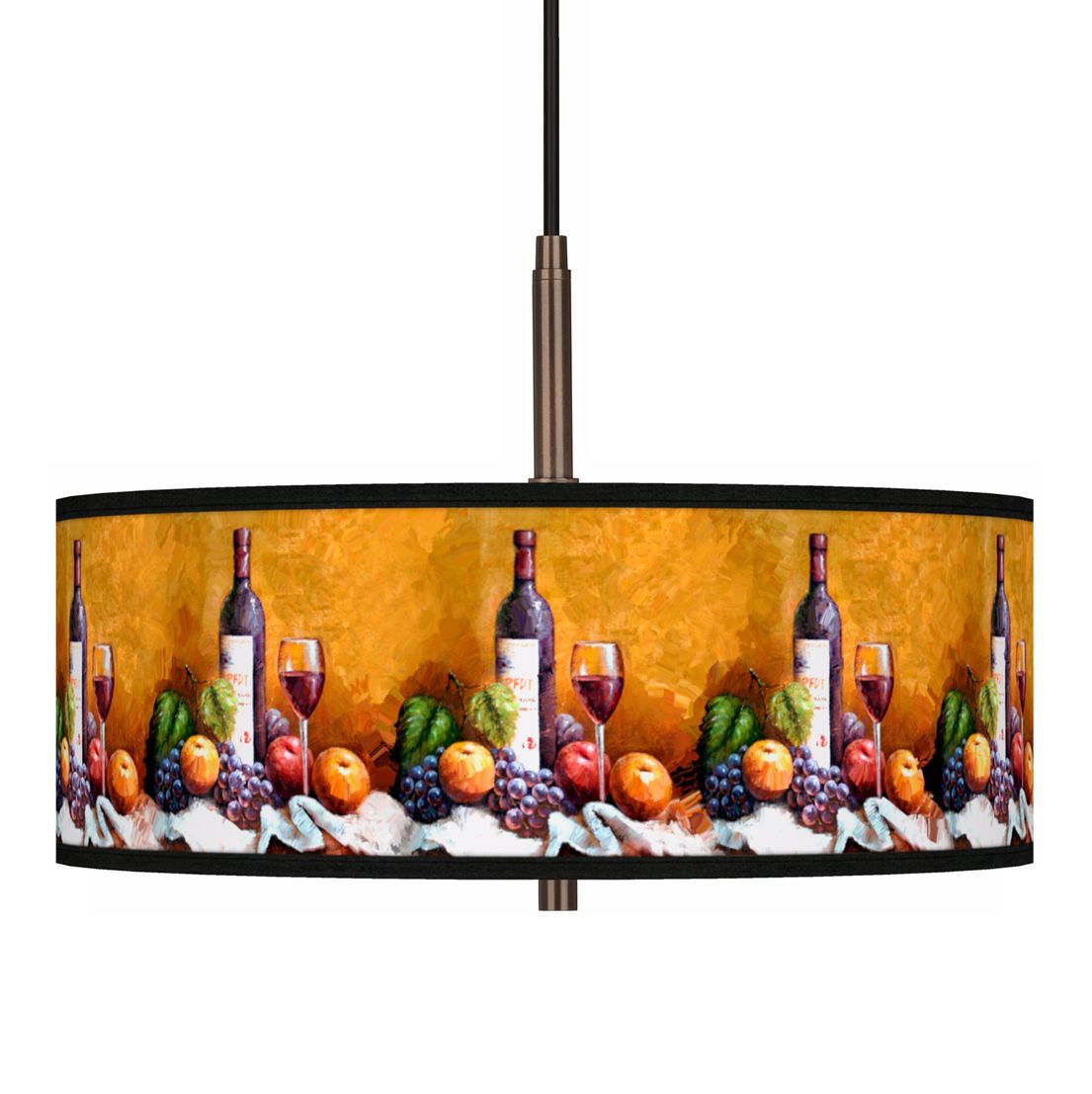 Wine and Fruit Giclee Glow 16"W Bronze Pendant Chandelier