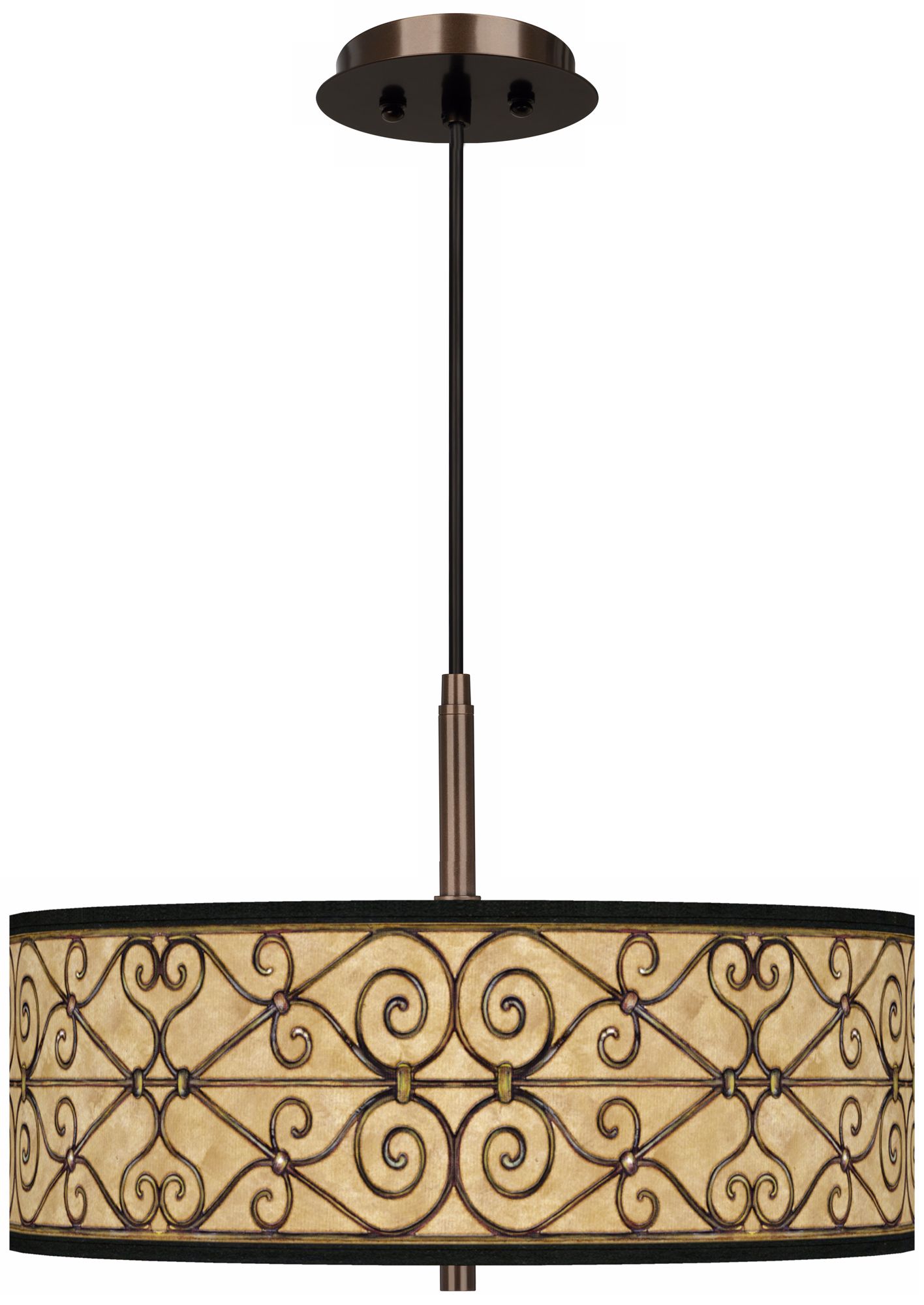 Trellis Hearts Giclee Glow 16"W Bronze Pendant Chandelier