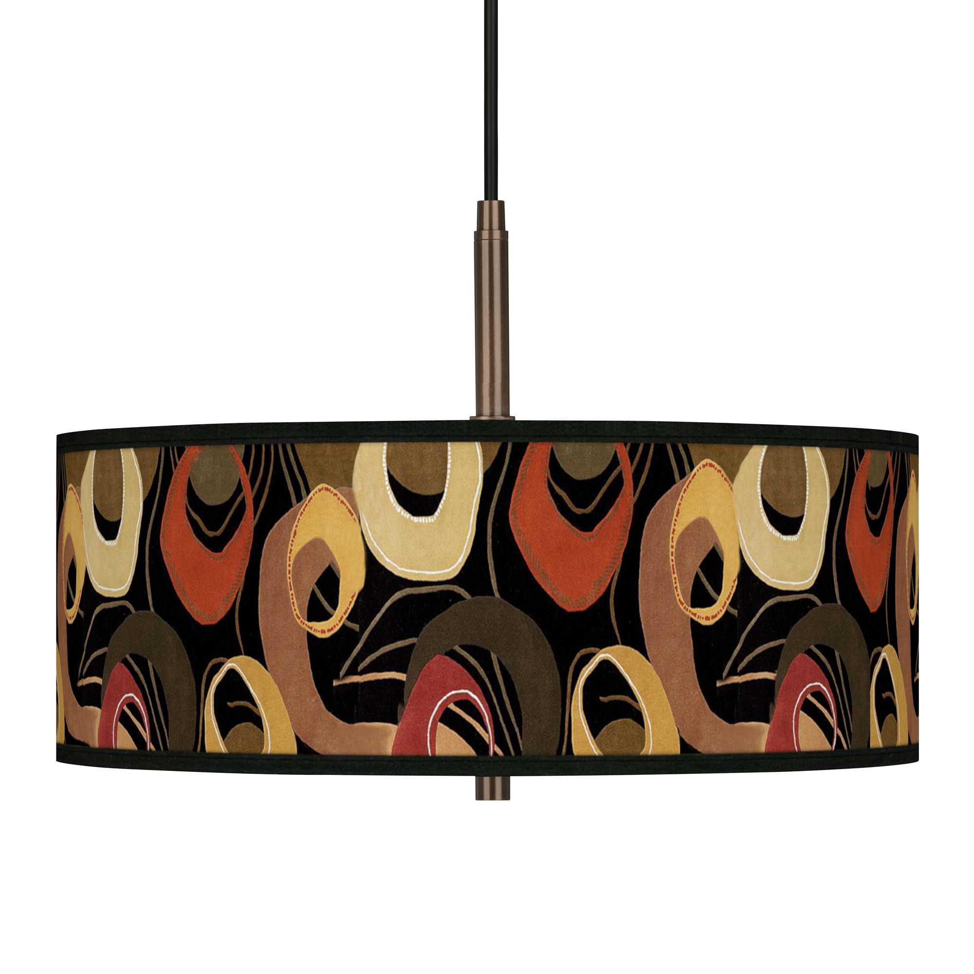 Rhythm Motif Giclee Glow 16"W Bronze Pendant Chandelier