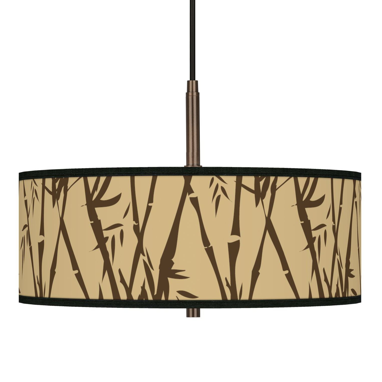 Earth Bamboo Giclee Glow 16"W Bronze Pendant Chandelier