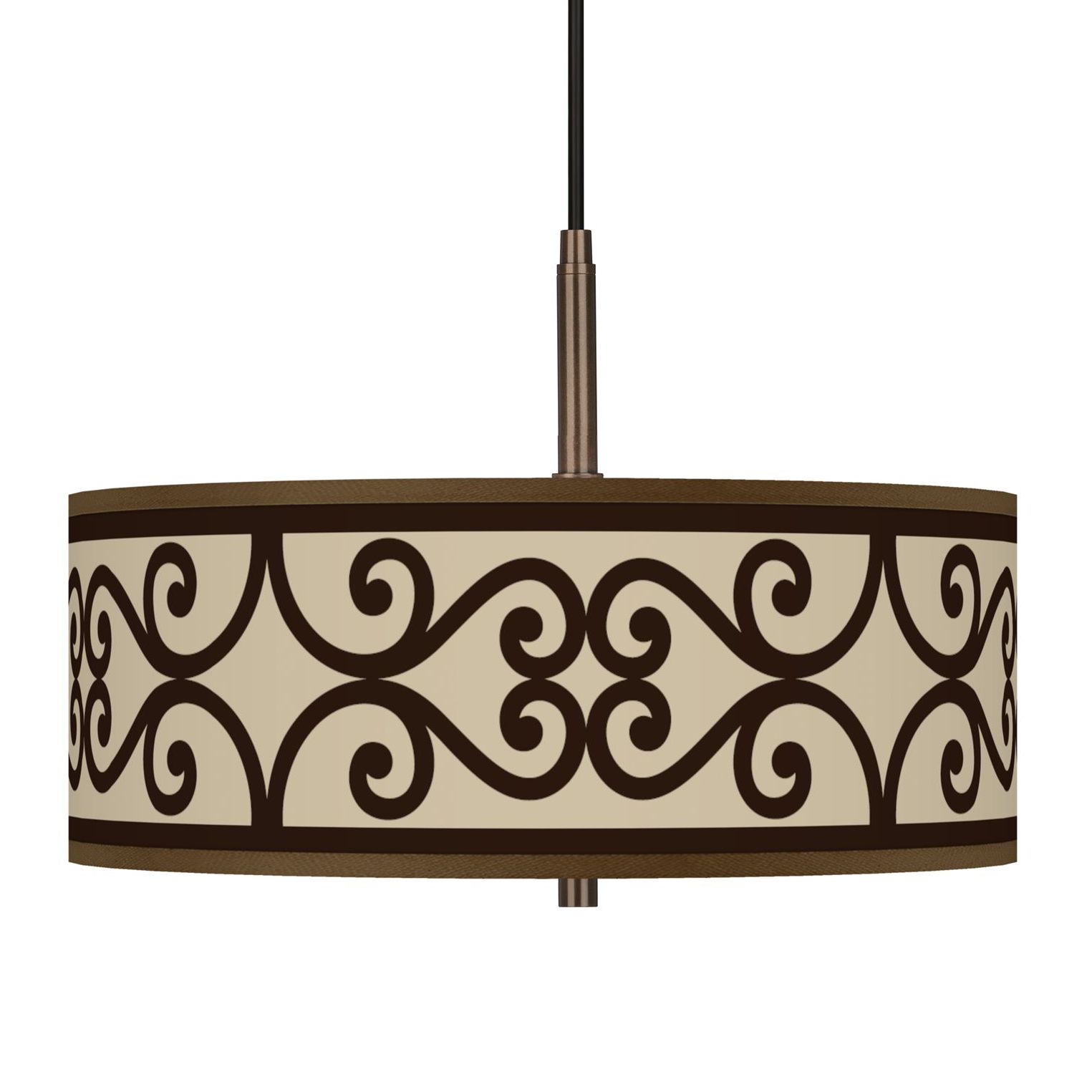 Cambria Scroll Giclee Glow 16"W Bronze Pendant Chandelier