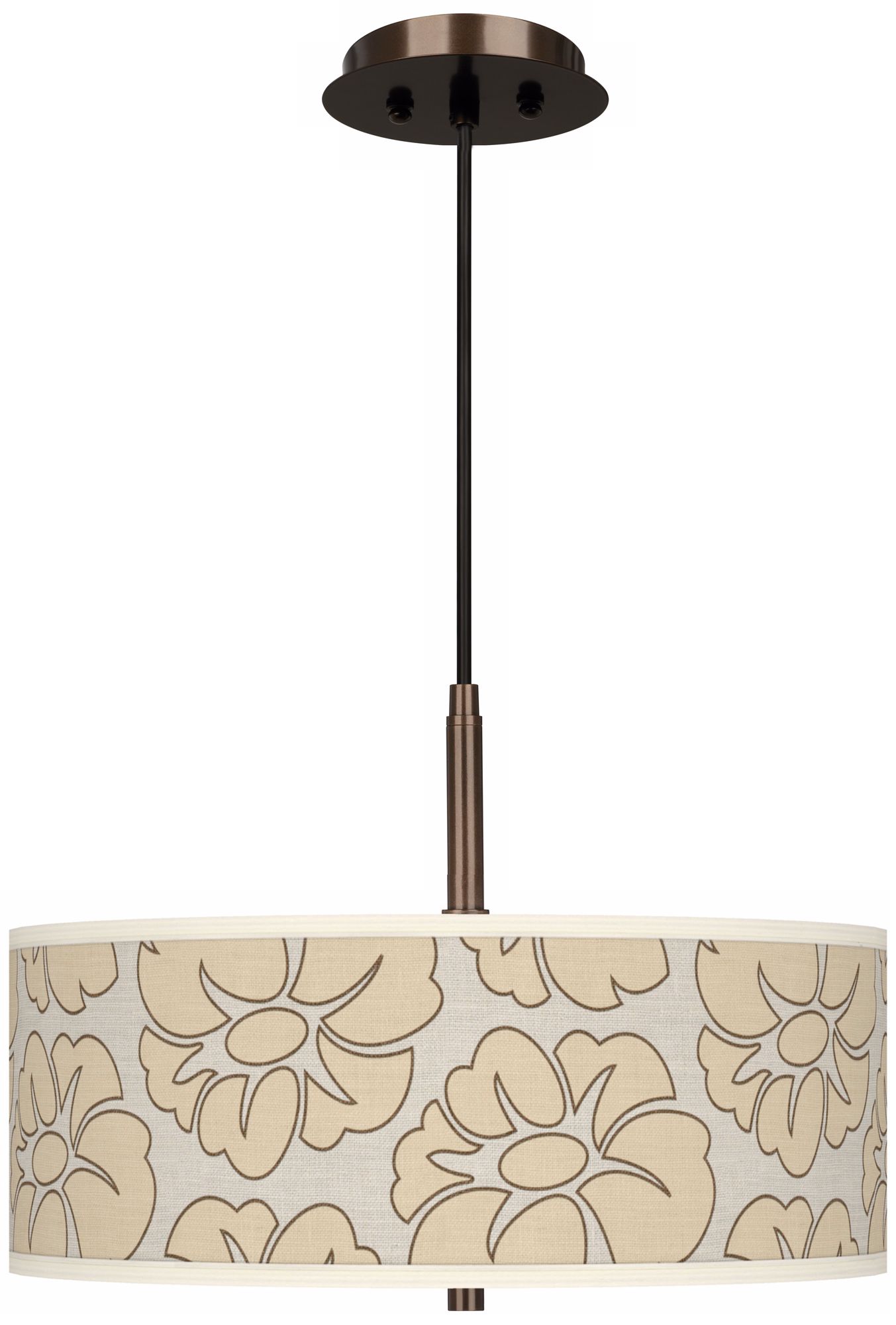 Floral Silhouette Giclee Glow 16" Wide Bronze Pendant