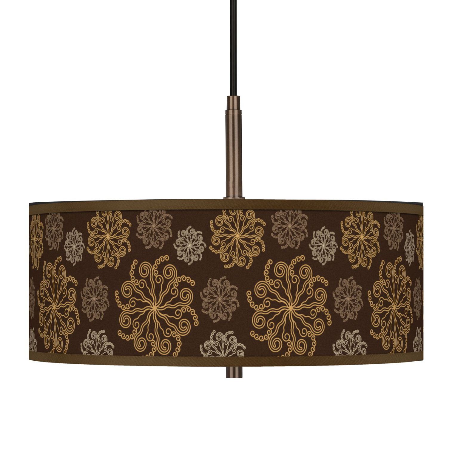 Chocolate Blossom Giclee Glow 16" Wide Bronze Pendant