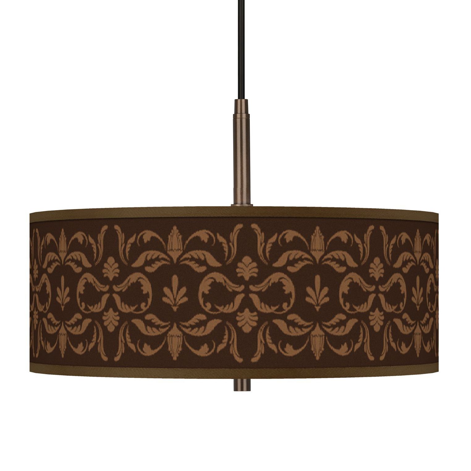 Mocha Flourish Giclee Glow 16"W Bronze Pendant Chandelier