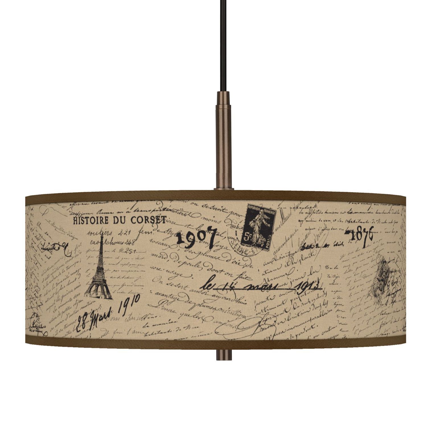 Letters to Paris Giclee Glow 16" Wide Bronze Pendant