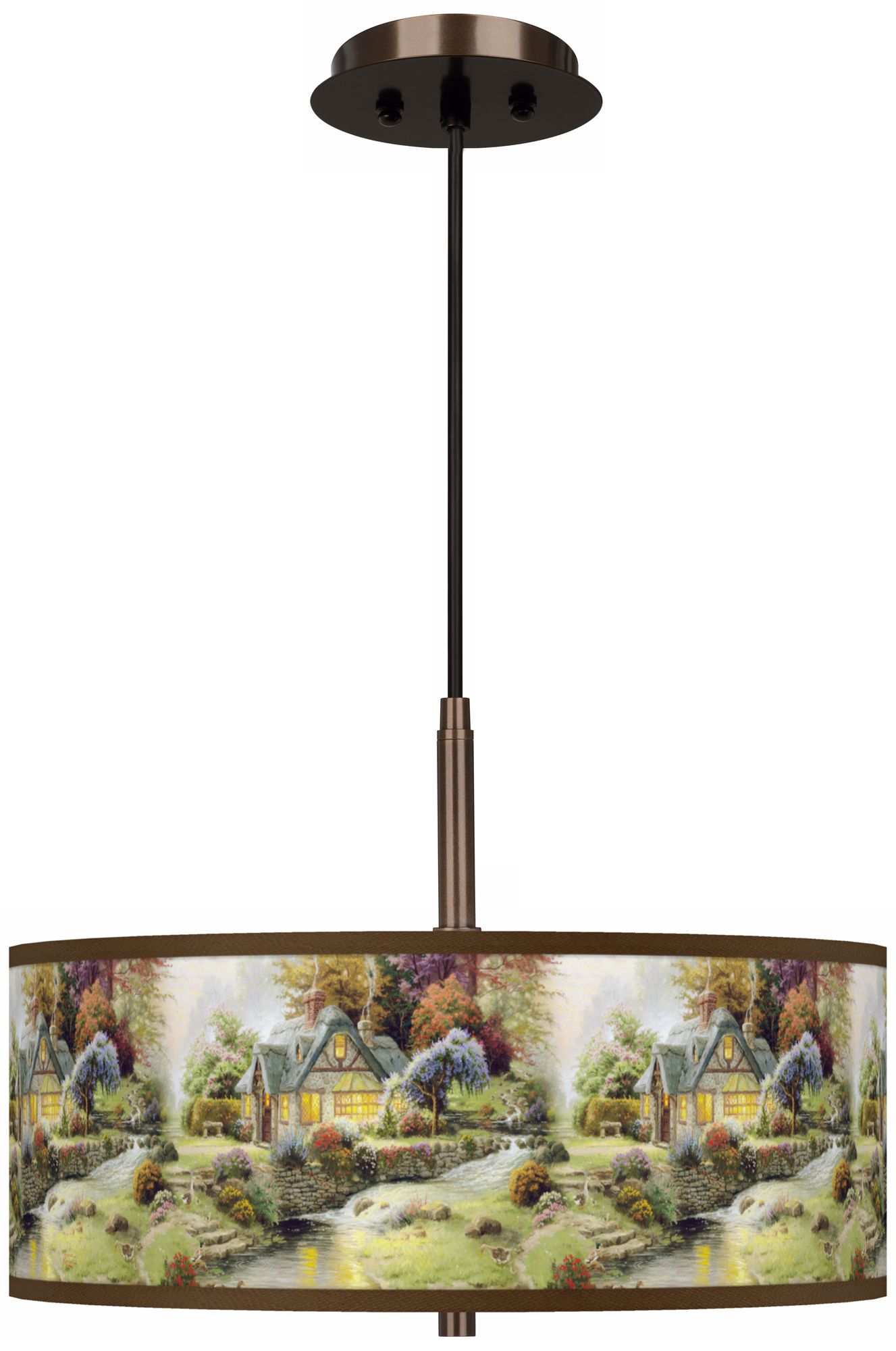 Thomas Kinkade Stillwater Cottage 16" Bronze Pendant