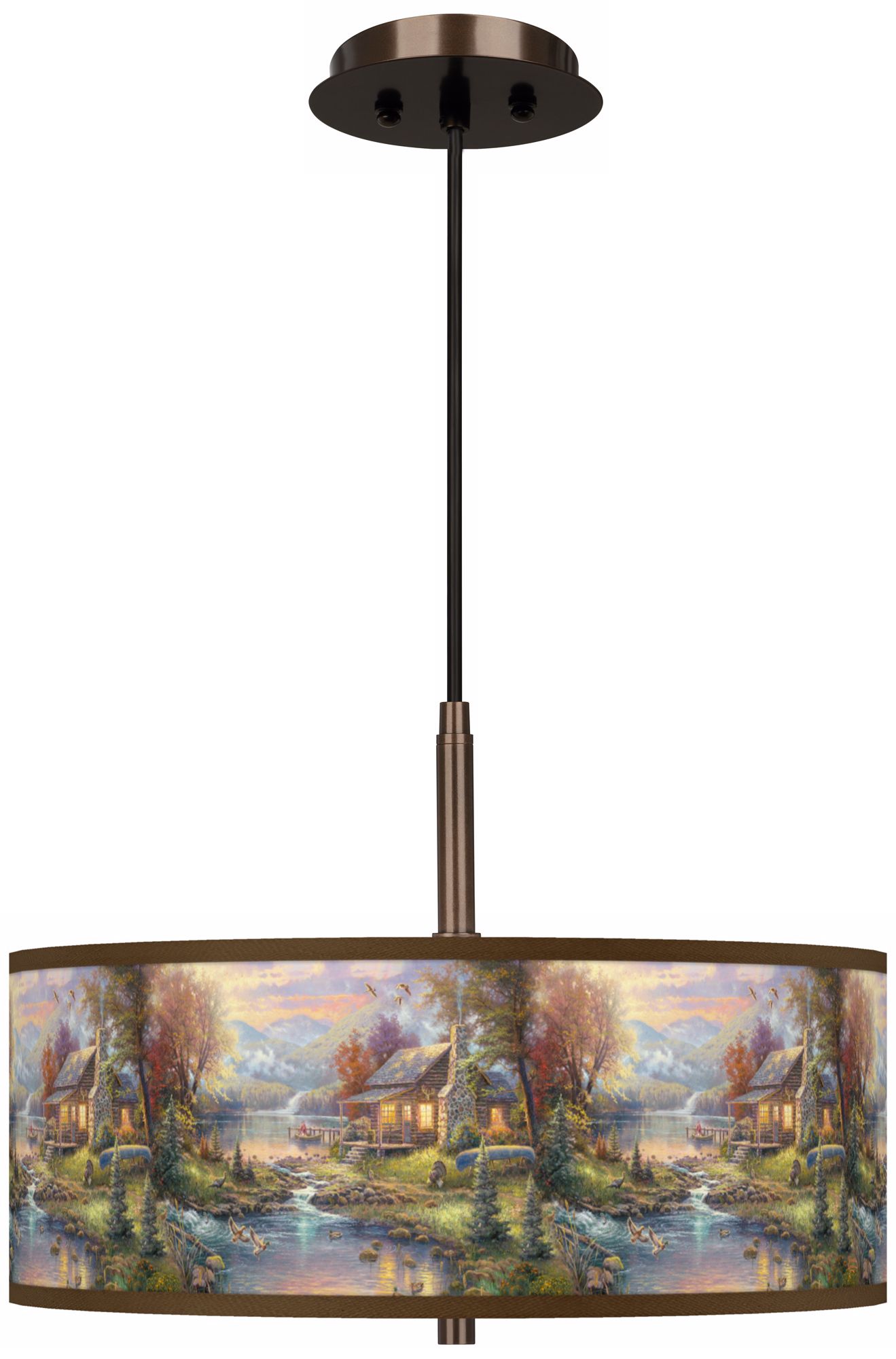 Thomas Kinkade Nature's Paradise 16" Bronze Pendant
