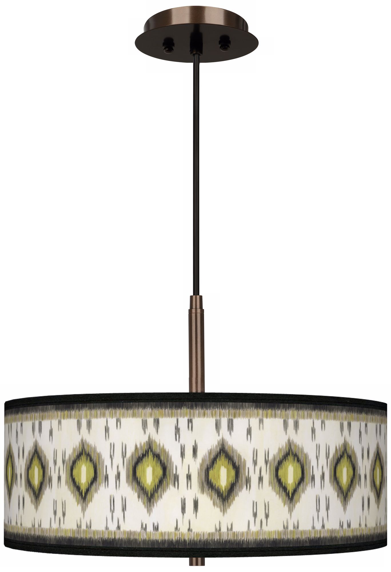 Desert Ikat Giclee Glow 16" Wide Bronze Pendant Chandelier