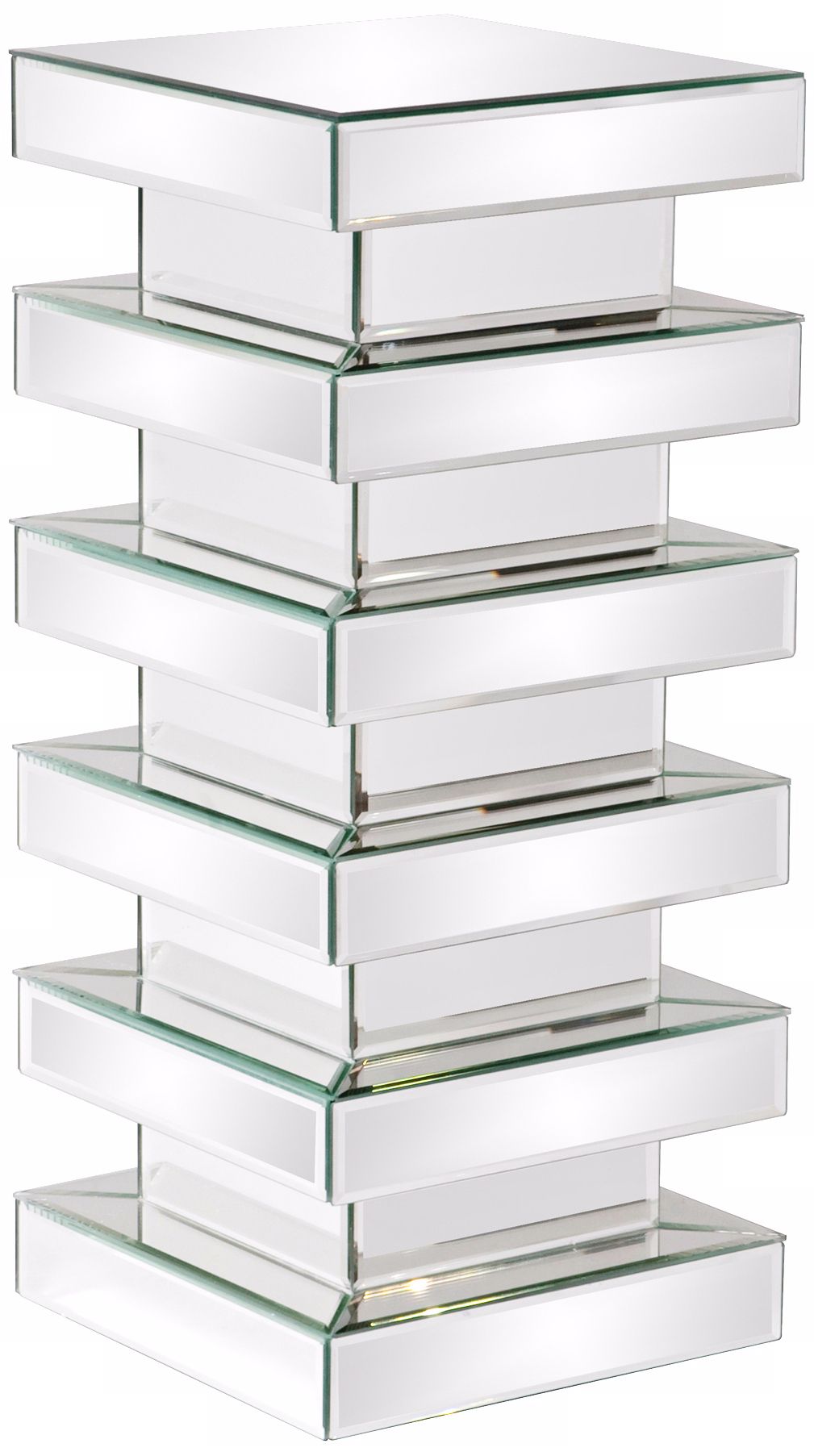 Howard Elliott Tall Stepped Mirrored Pedestal End Table