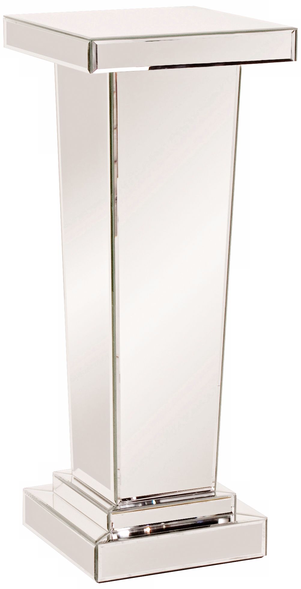 Tall Tapered Mirrored Pedestal Accent Table