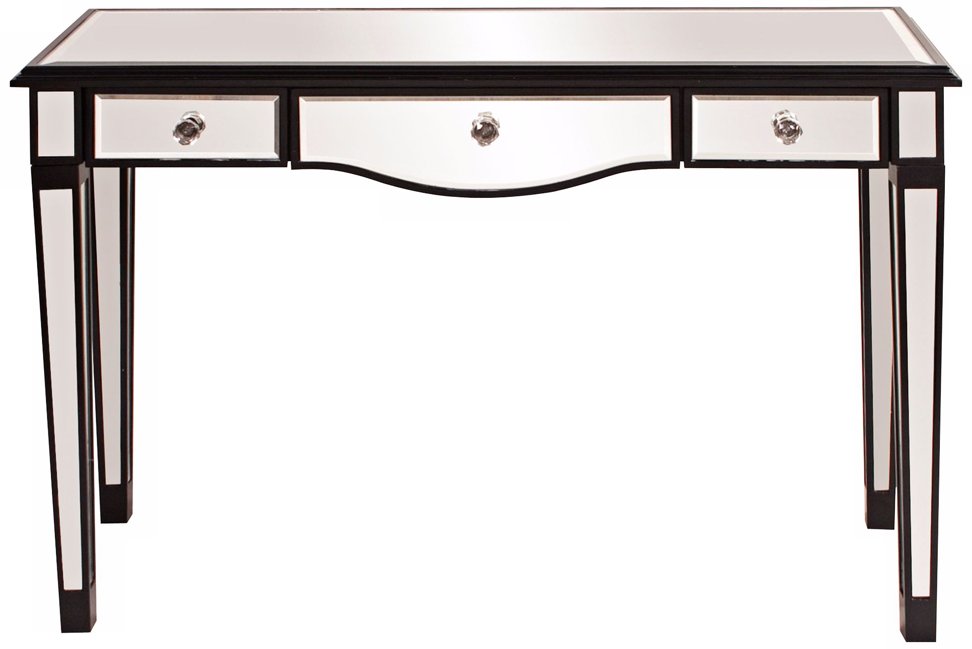 Howard Elliott Elegant Black Lacquer Mirrored Vanity Cabinet
