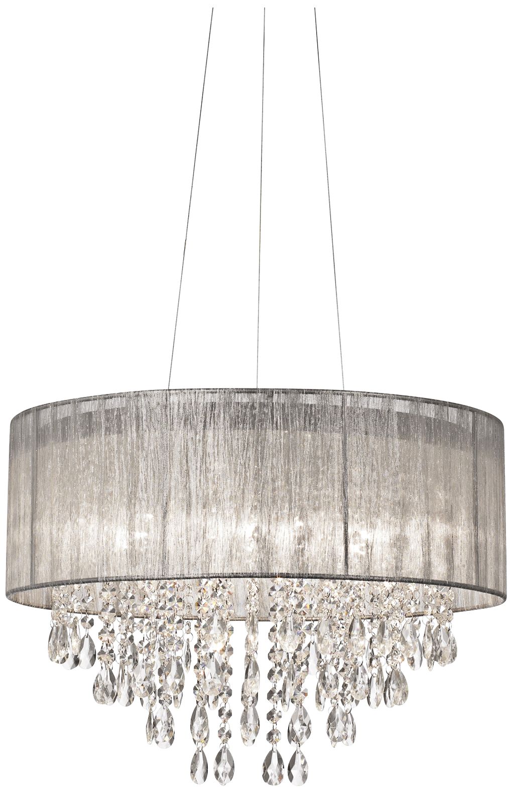 Metairie 20" Wide Silver Fabric Crystal Chandelier