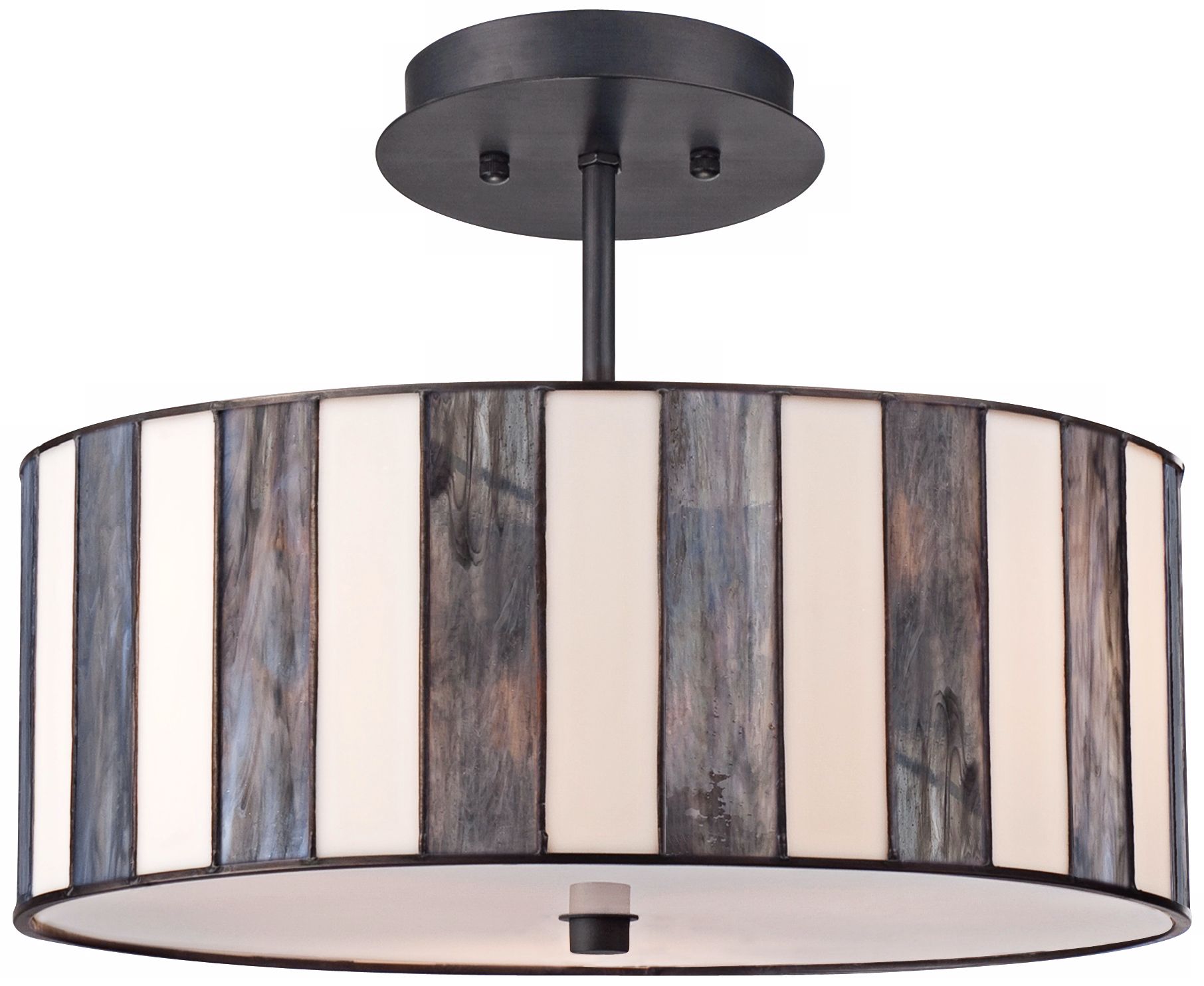 Tiffany Style 14 1/2" Wide Striped Art Glass Ceiling Light