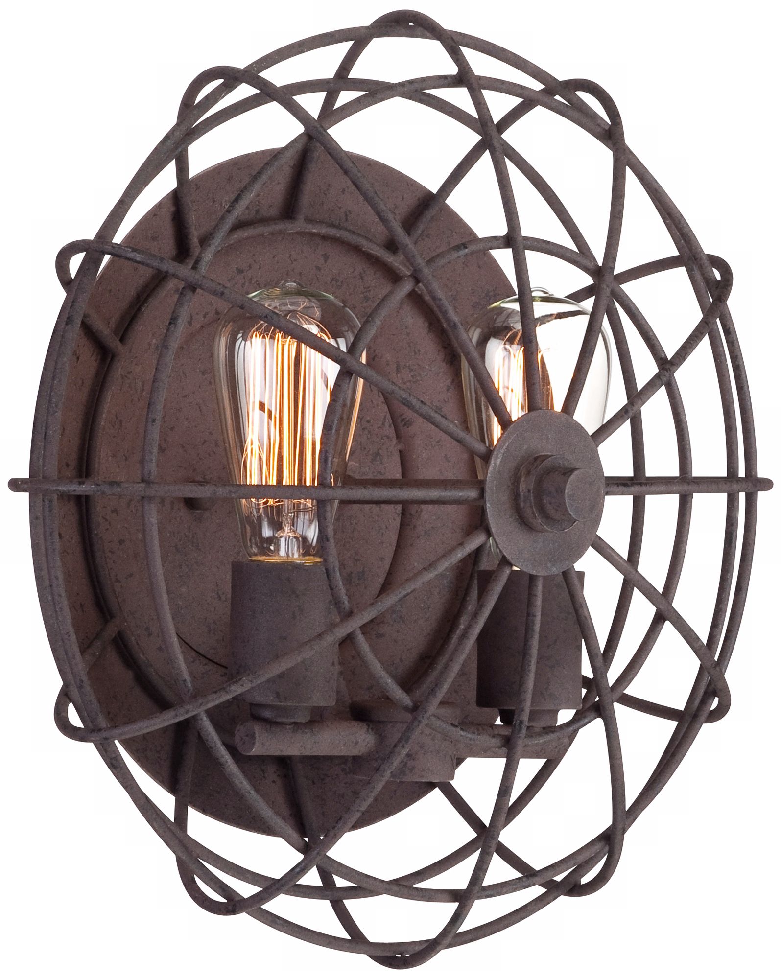 Industrial Cage 14" Wide Dark Rust Wall Sconce