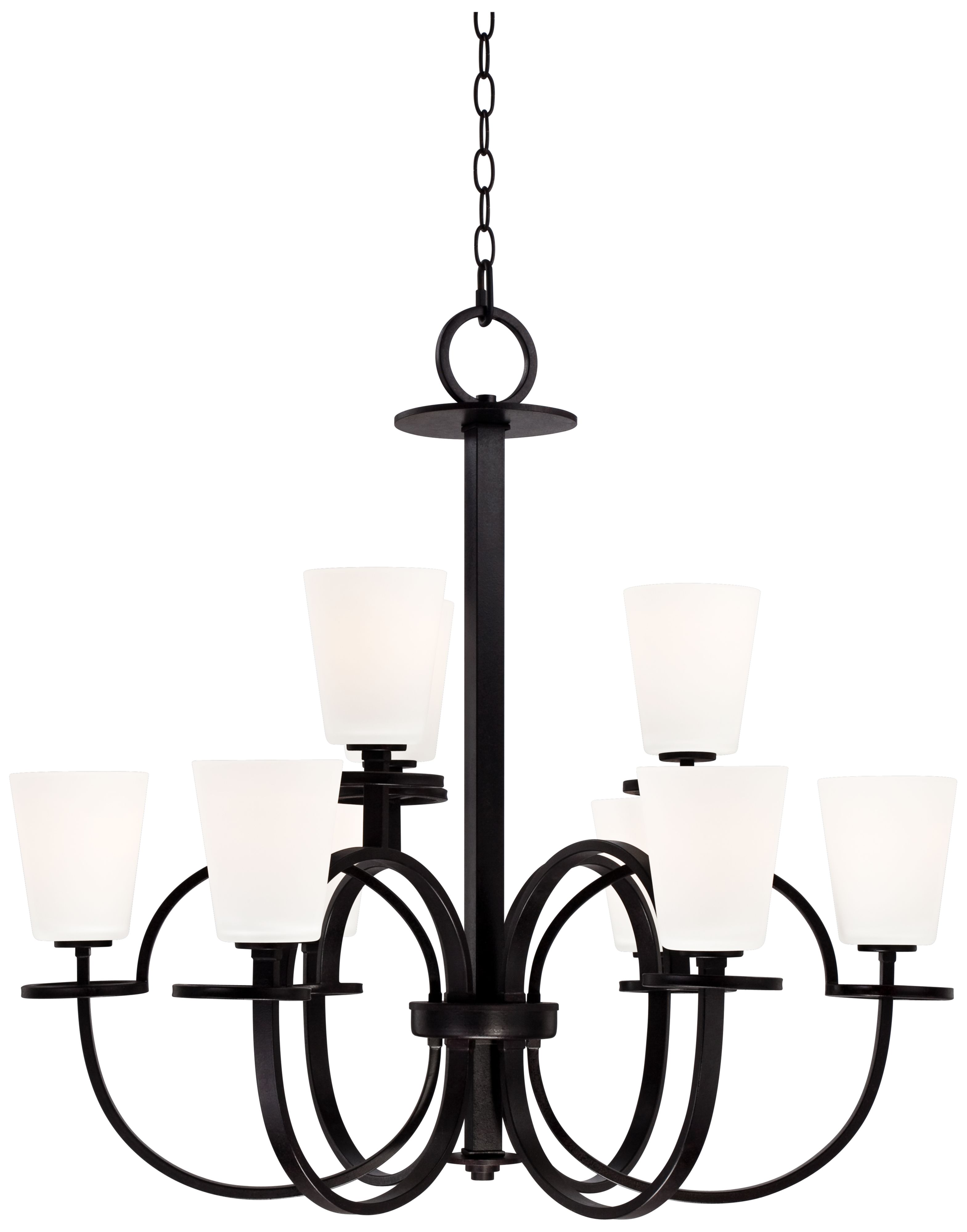 Circle Noir 32" Wide Bronze Entry Chandelier