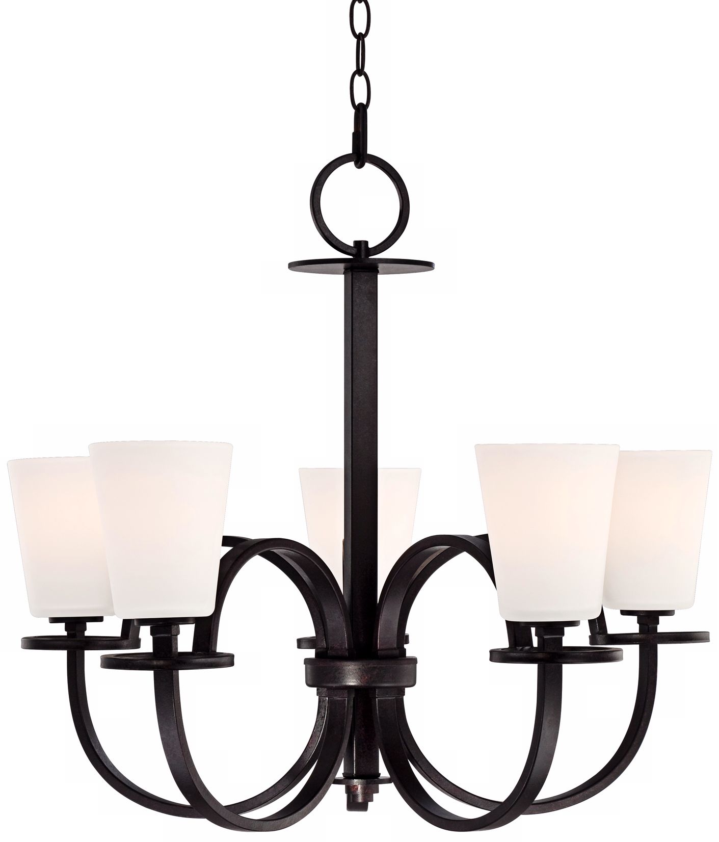 Kinsale 27" Wide Bronze with White Glass Entry Chandelier