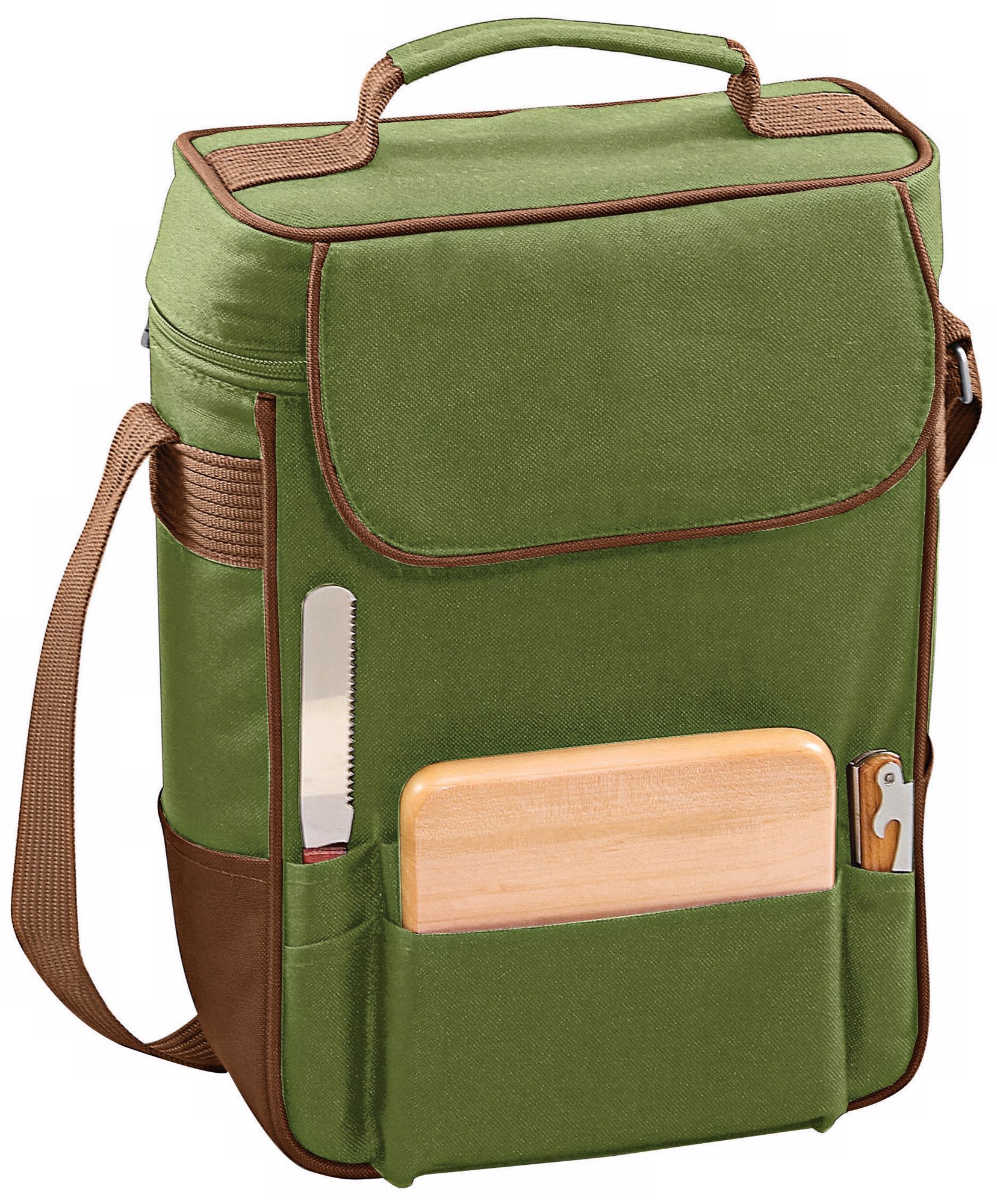 Picnic Time Duet Pine and Olive Wine Tote and Cooler
