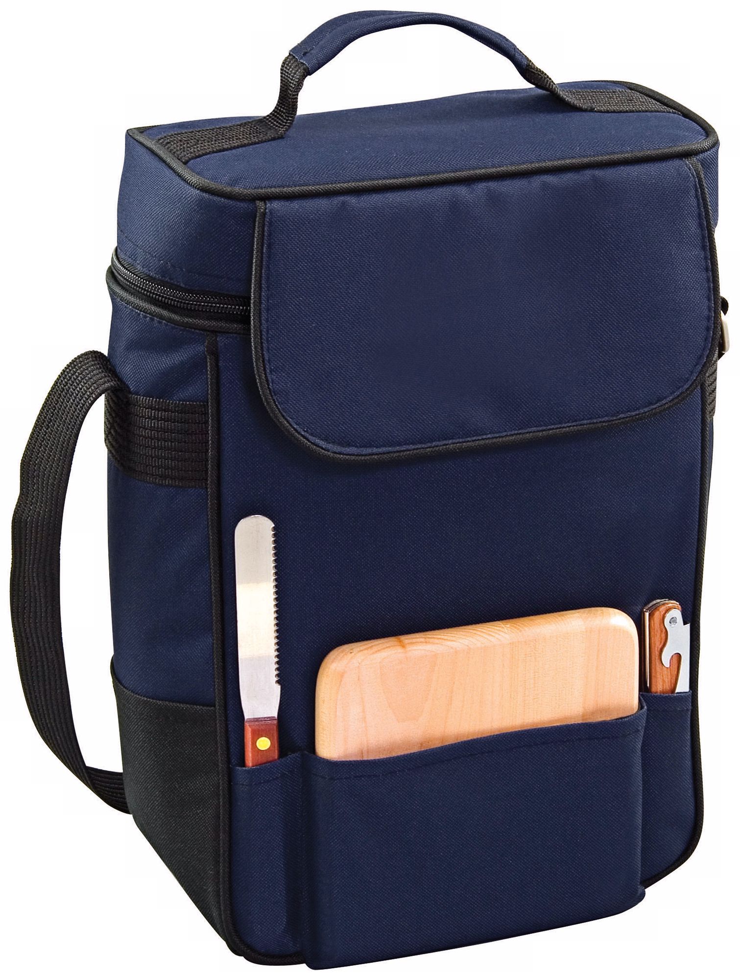 Picnic Time Duet Navy Wine Tote and Cooler