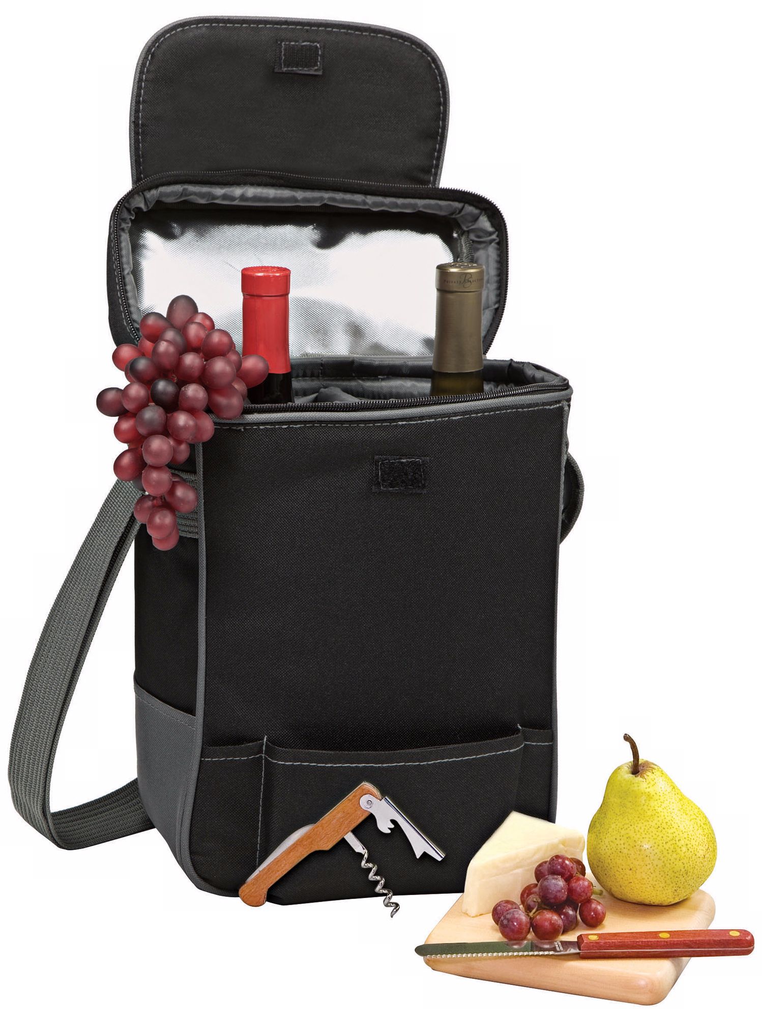 Picnic Time Duet Black Wine Tote and Cooler