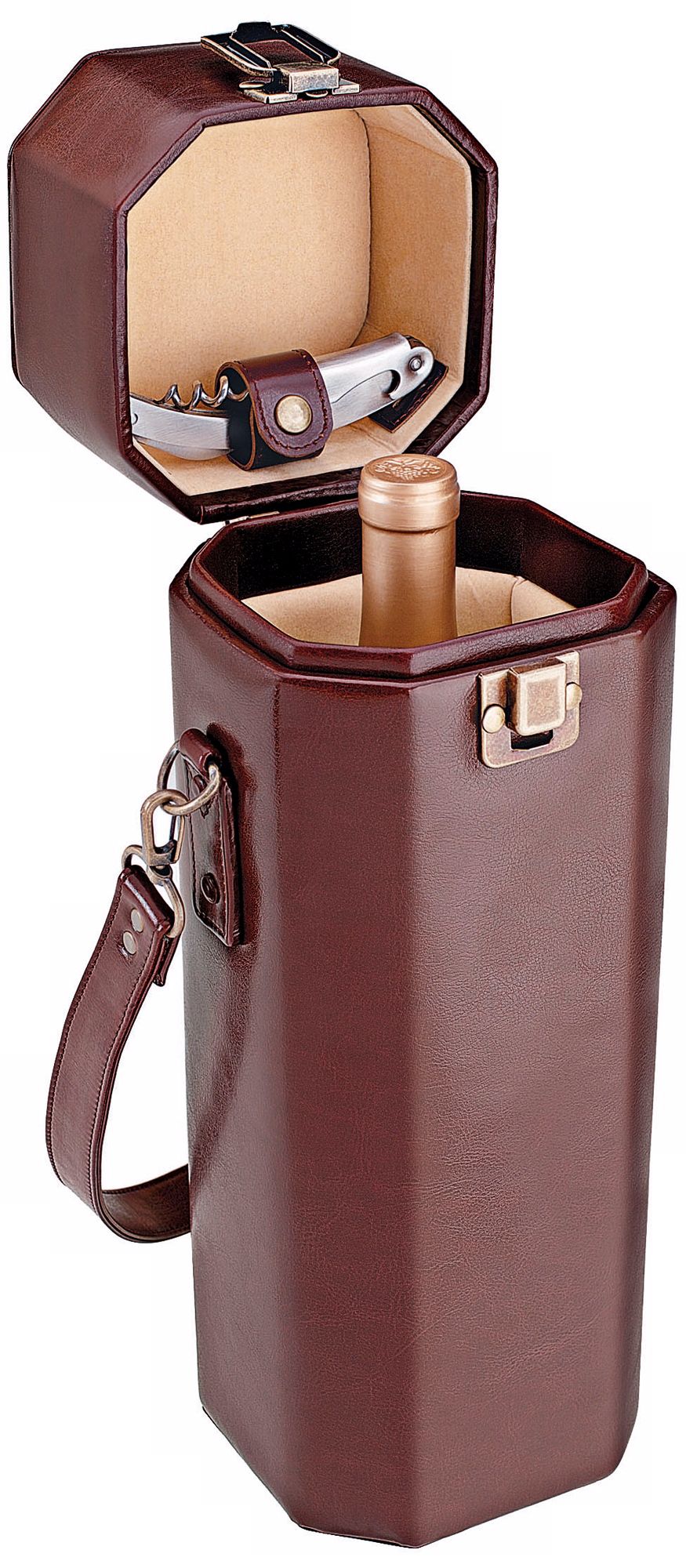 Picnic Time Sonata Mahogany and Tan Wine Case