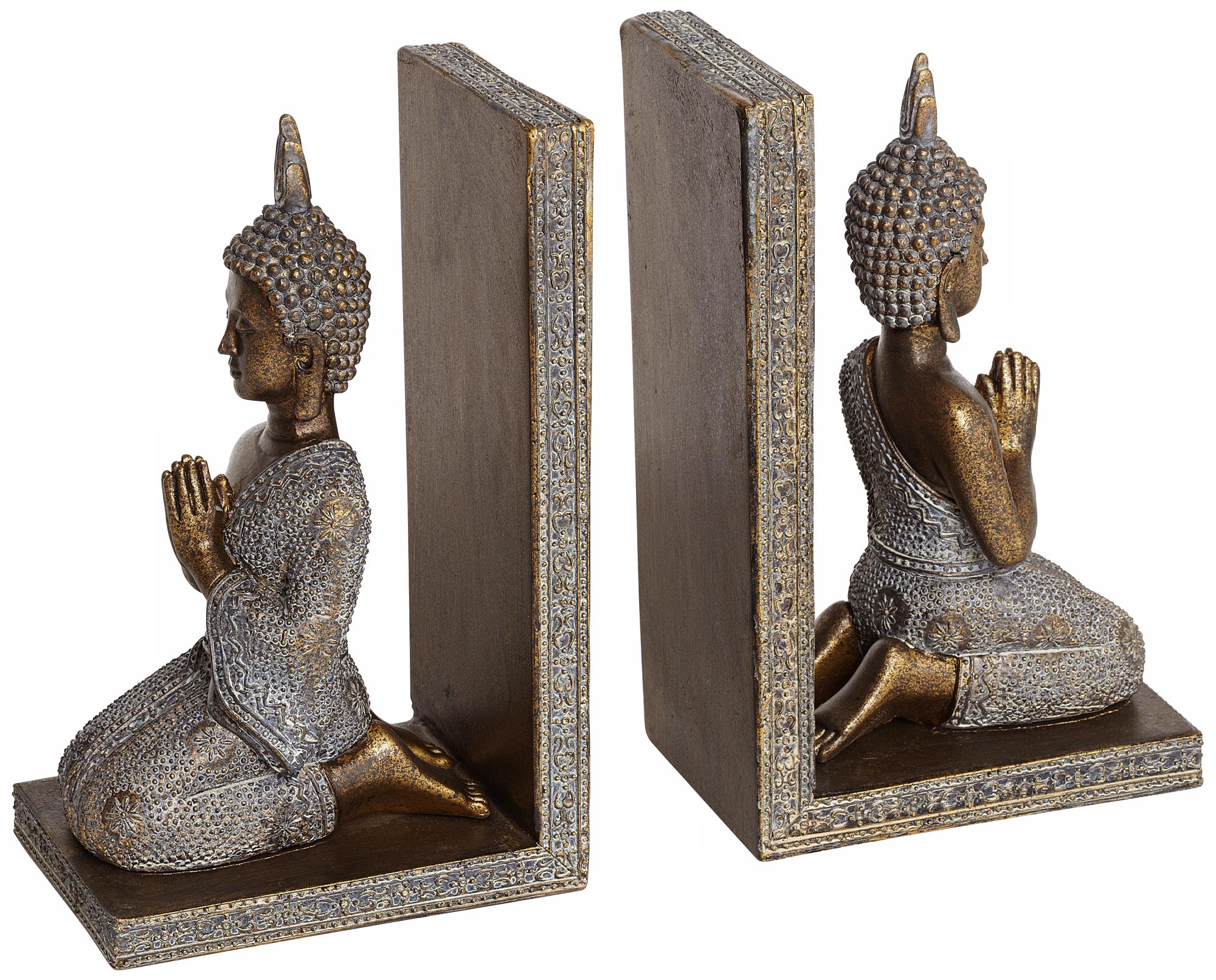 Set of 2 Kneeling Thai Buddha Bookends