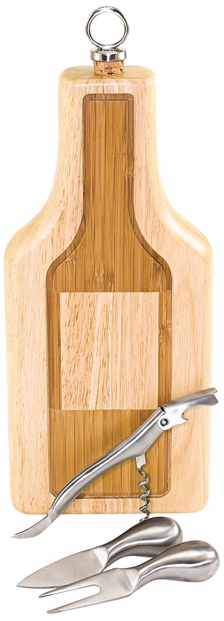 Picnic Time Wine Silhouette Wood Cheese Board and Tools