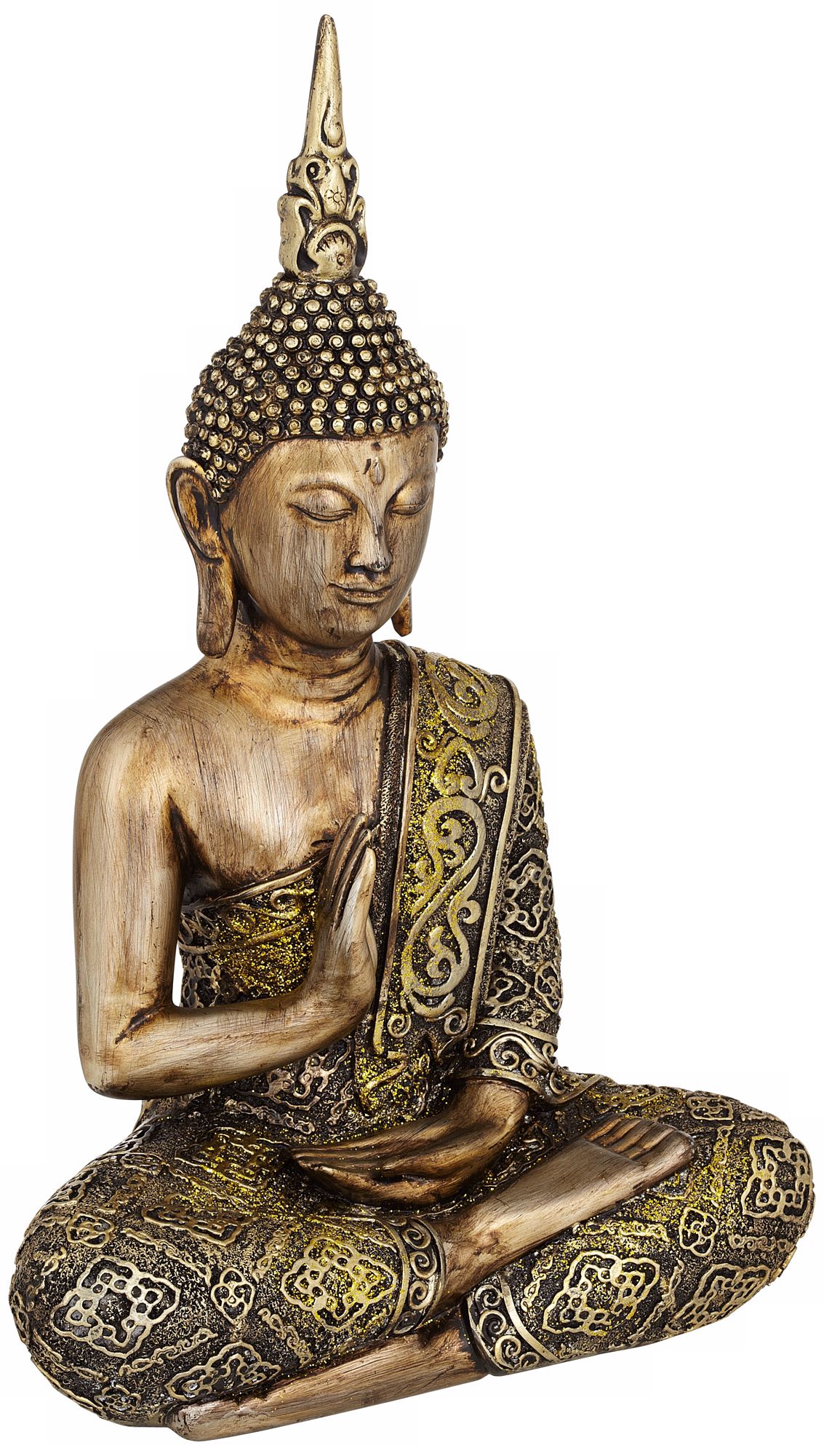 Jeweled Gold Sitting Buddha Sculpture